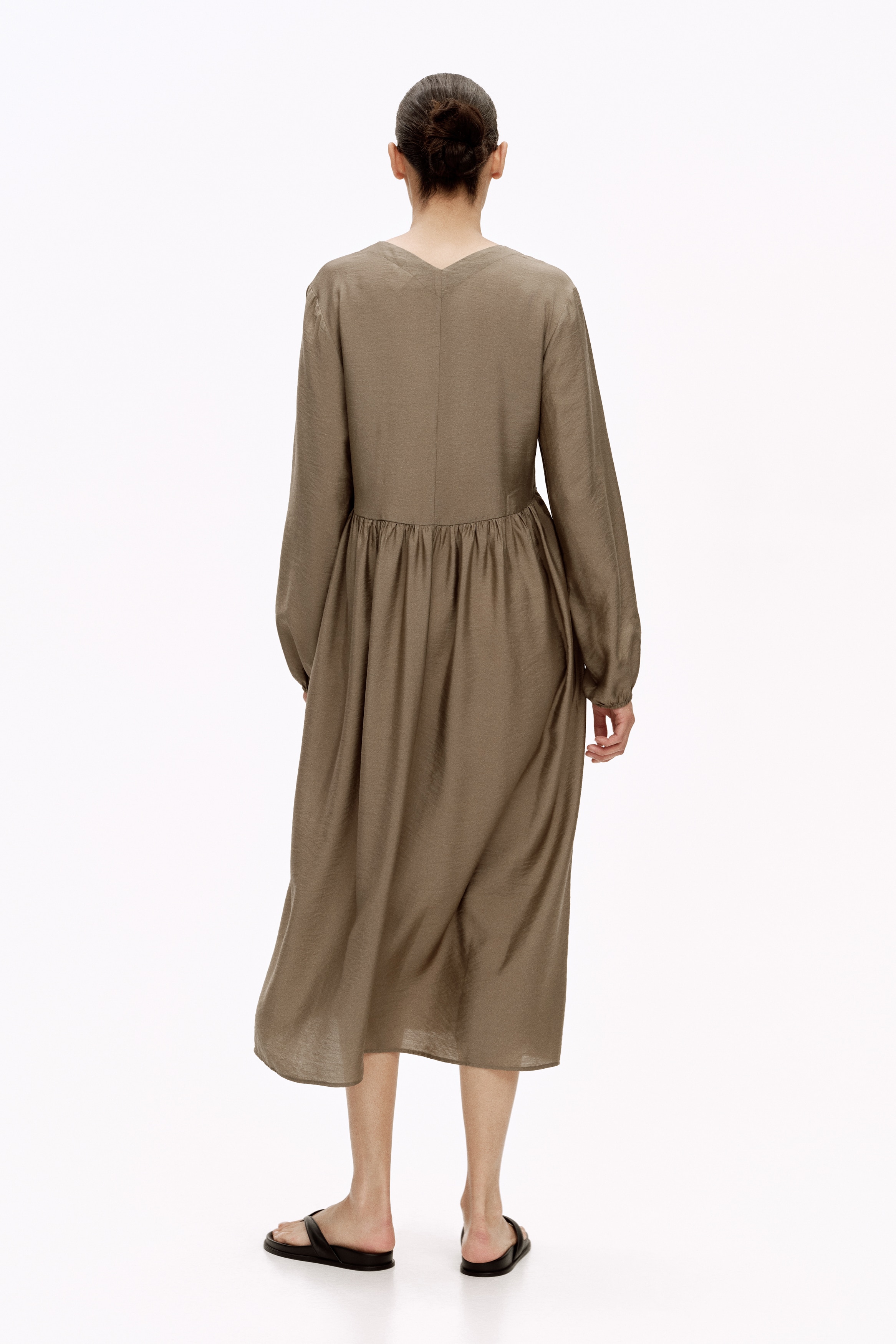 long sleeve breastfeeding dress medium khaki Modest Breastfeeding Dress Robe