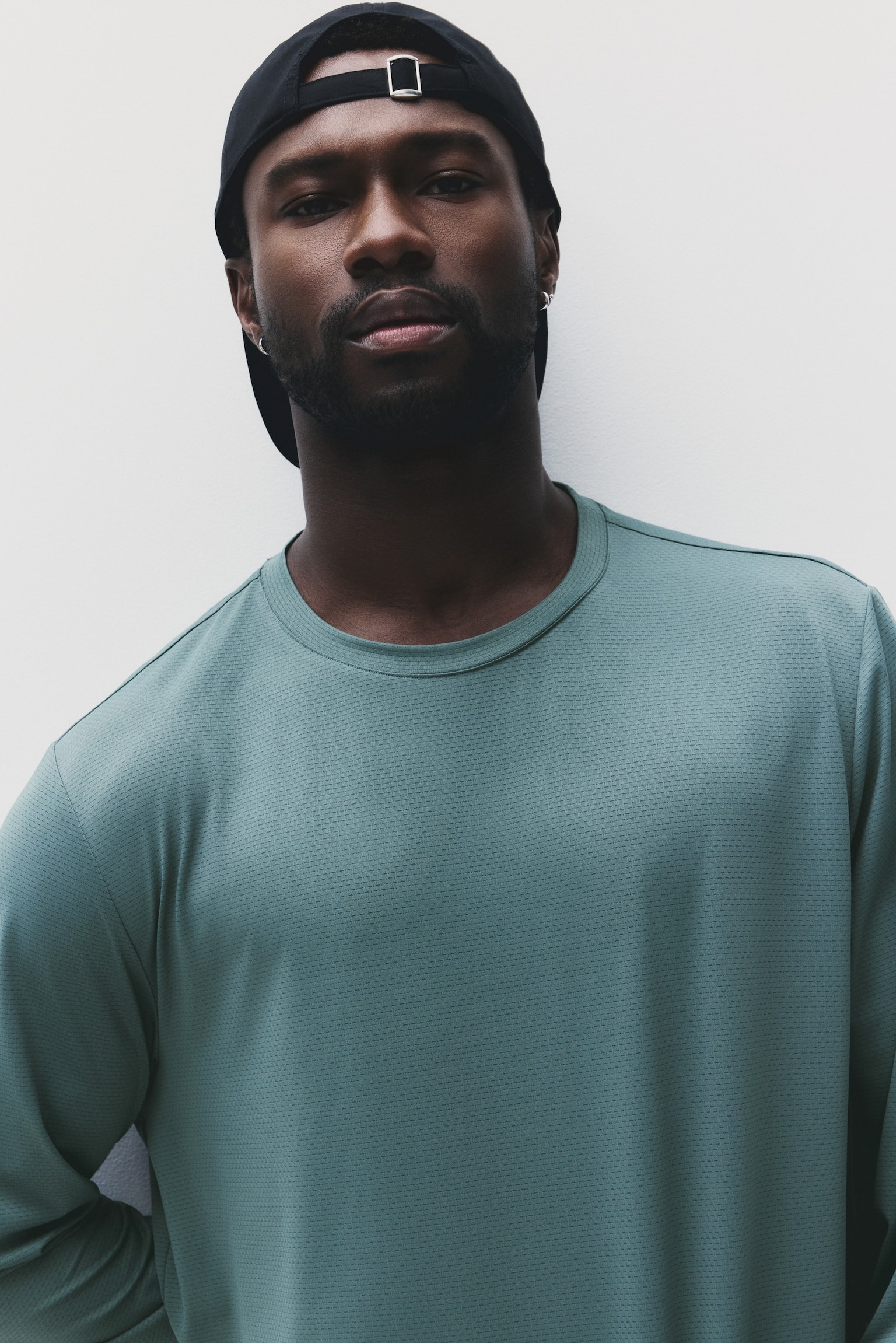 Long-sleeved sports top with DryMove™ - Dusty green/Light grey/Black/Grey marl - 5