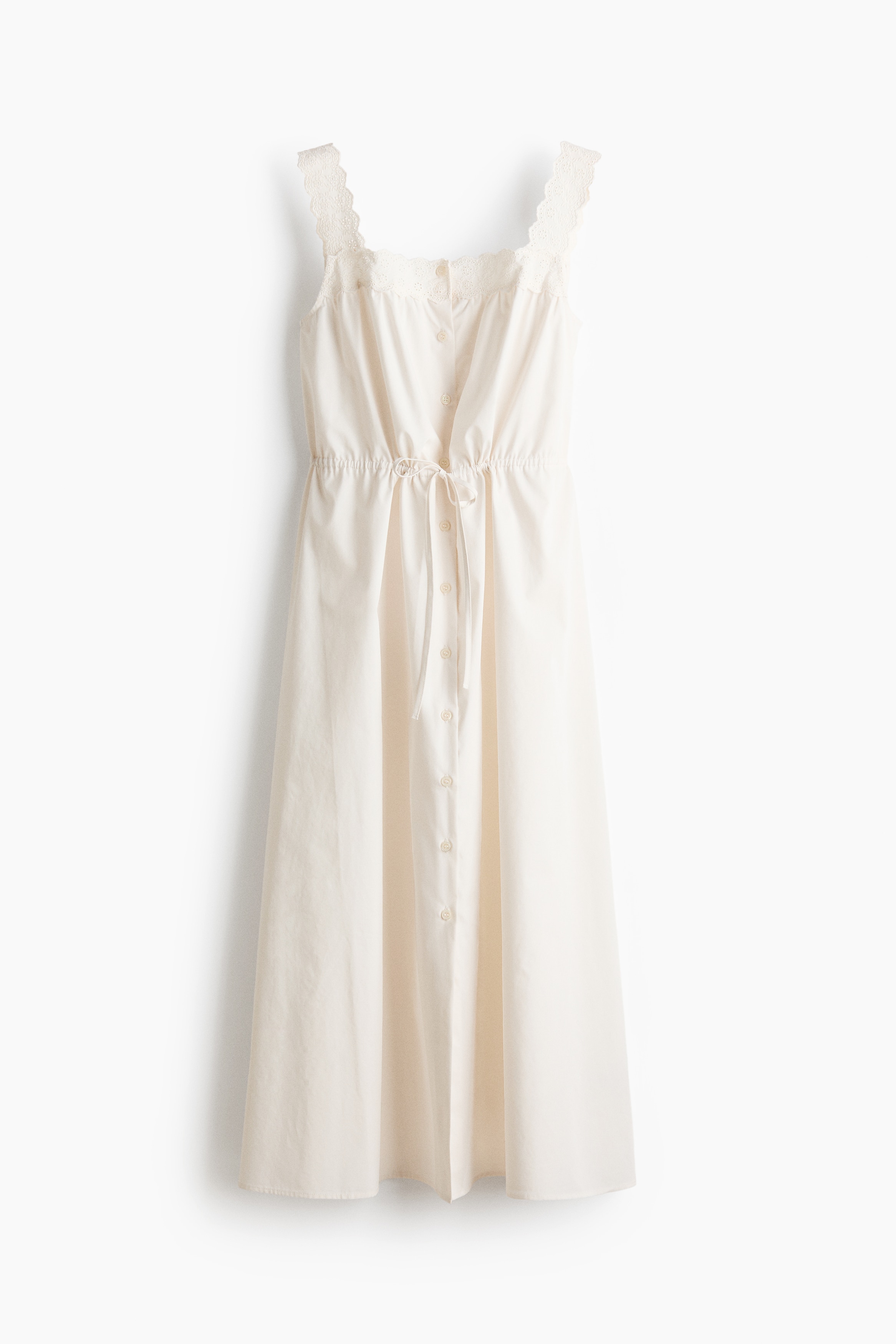 Drawstring-detail poplin dress - 화이트/블랙/라이트 블루