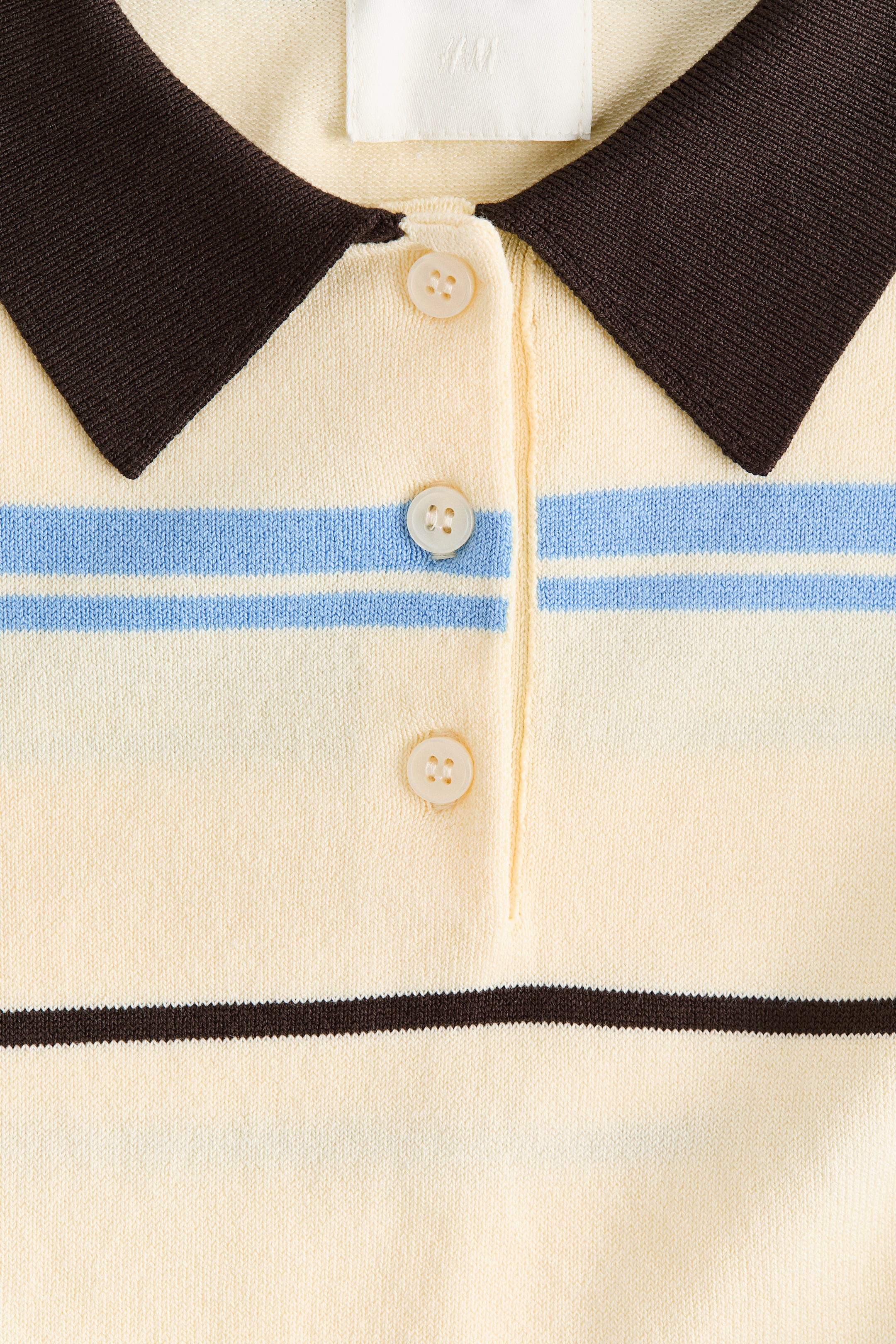 拡大画像を表示: ファインニットポロシャツ - ライトイエロー／ボーダー - レディース | H&M JP 2