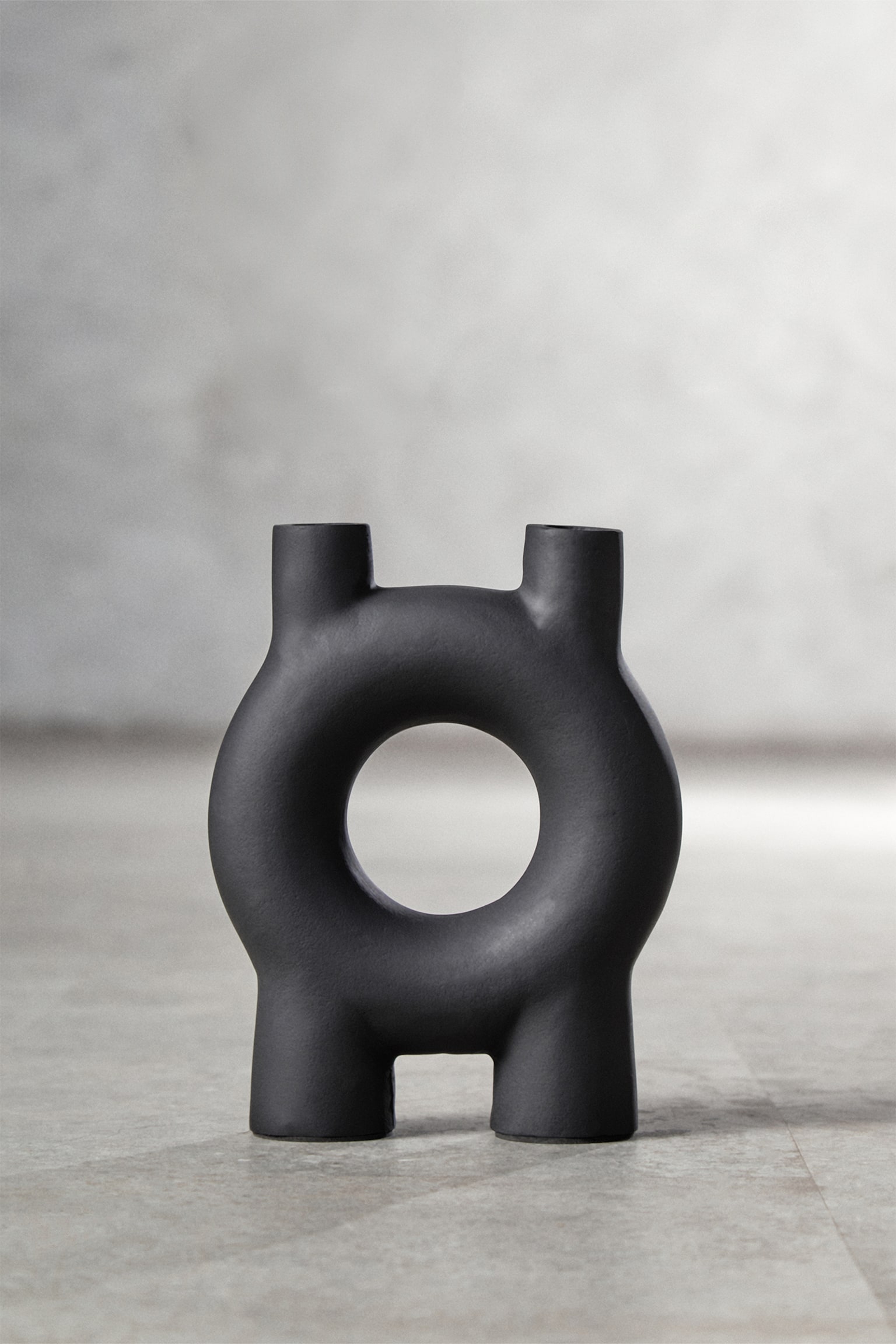 Hapax Small Candle Holder - Black/Cream - 2