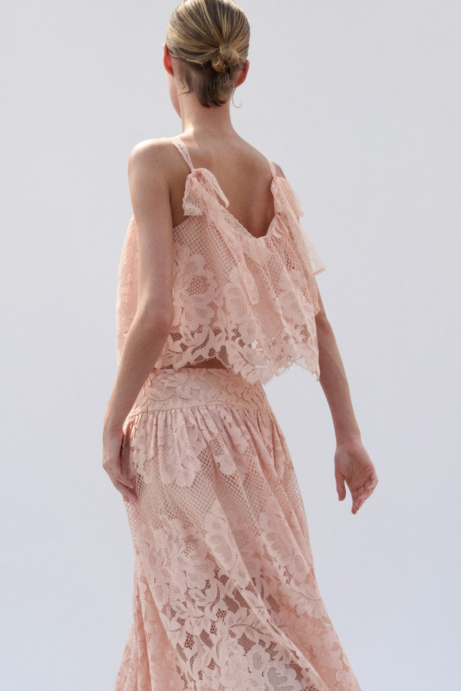 Женский топ H&M Scalloped Lace, цвет: Пыльный розовый — фото 4