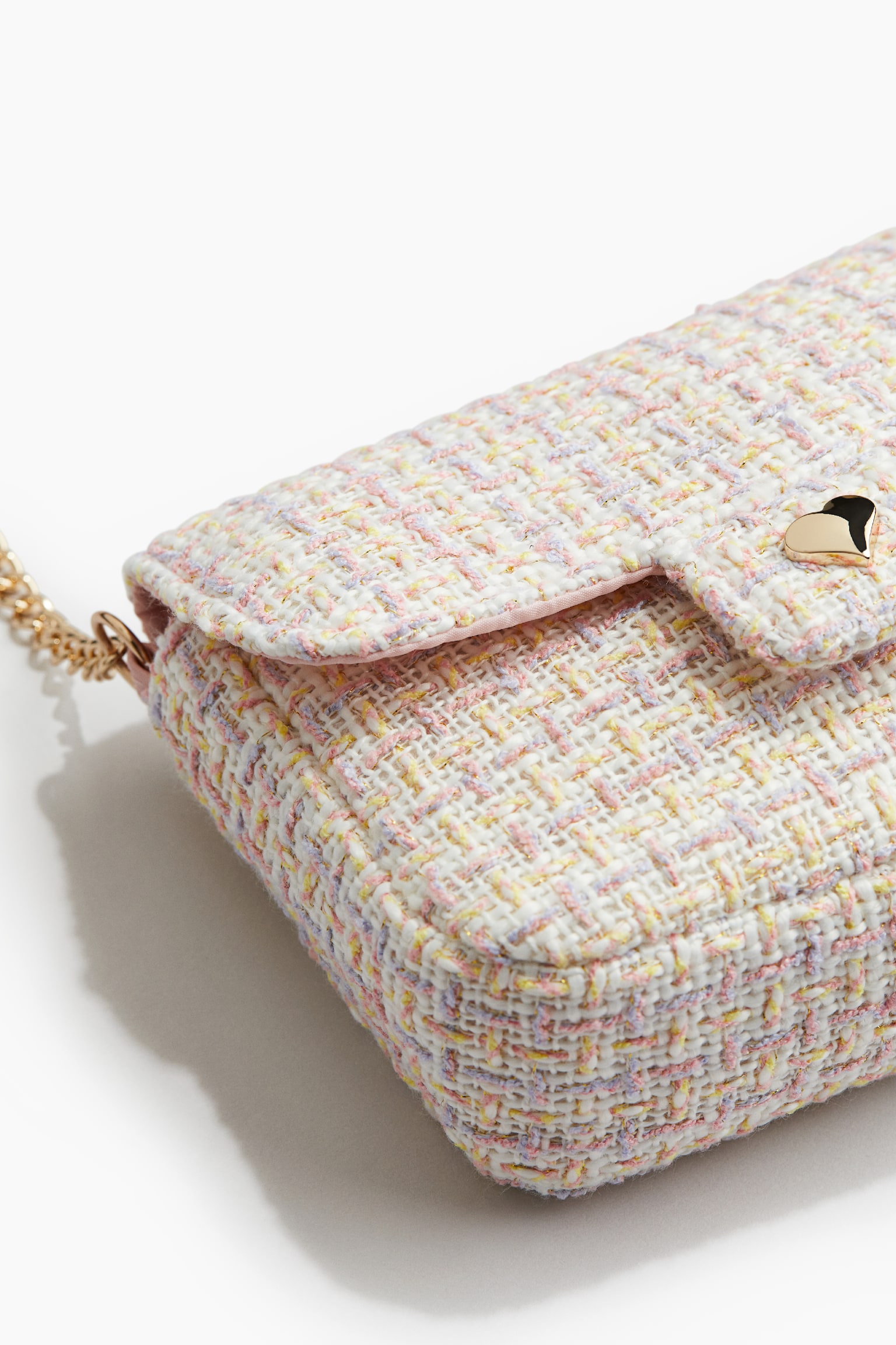 Quilted Shoulder Bag - Beige/Check/Pink/Gold colour/Powder pink - 3