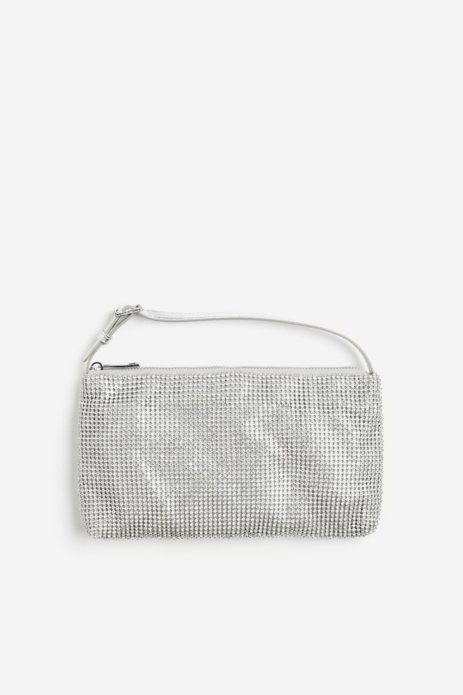 Rhinestone clutch bag - Silver-coloured - 1