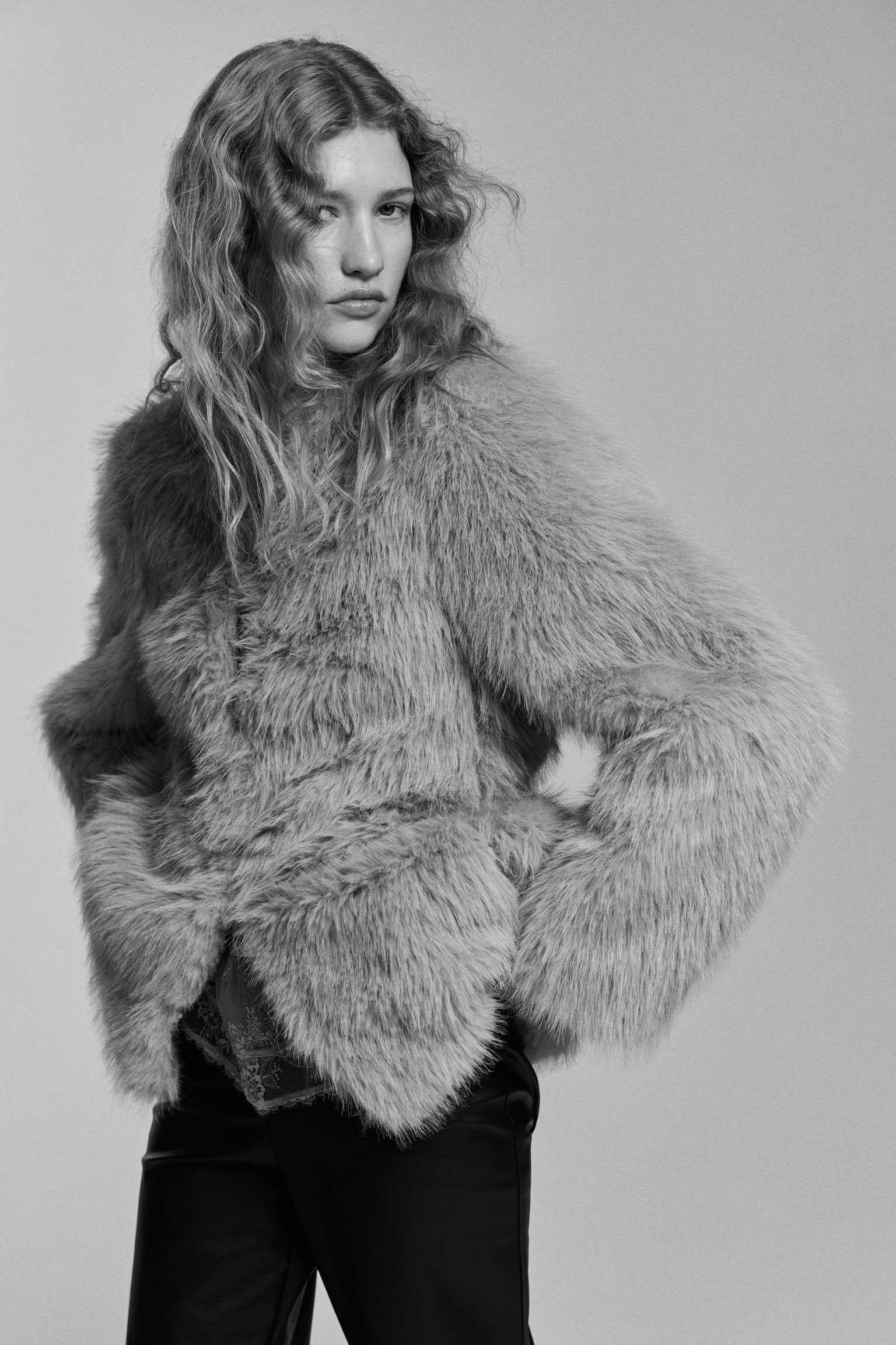 Puff-sleeved jacket - Beige/Dark brown - 5