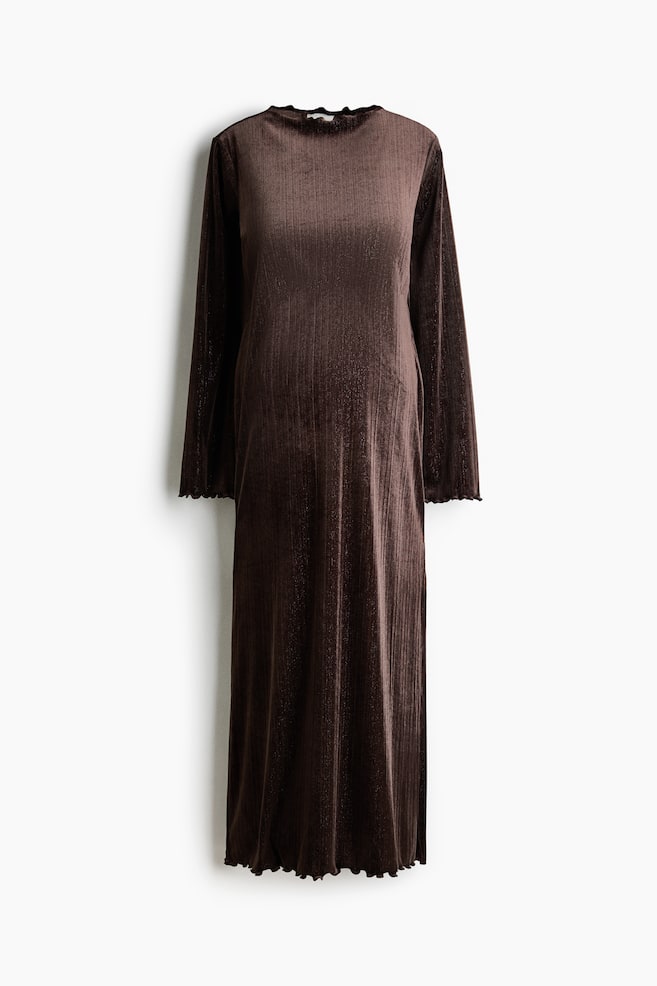 MAMA Glittery velour dress - Dark brown/Black - 1