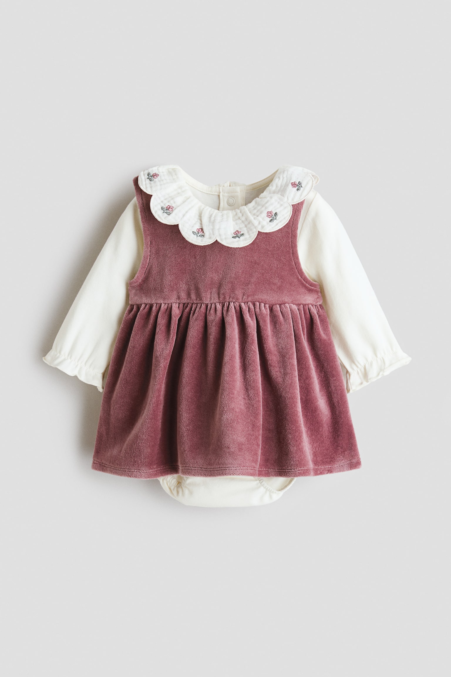 Ensemble 2 pièces robe et body en coton - Rose ancien