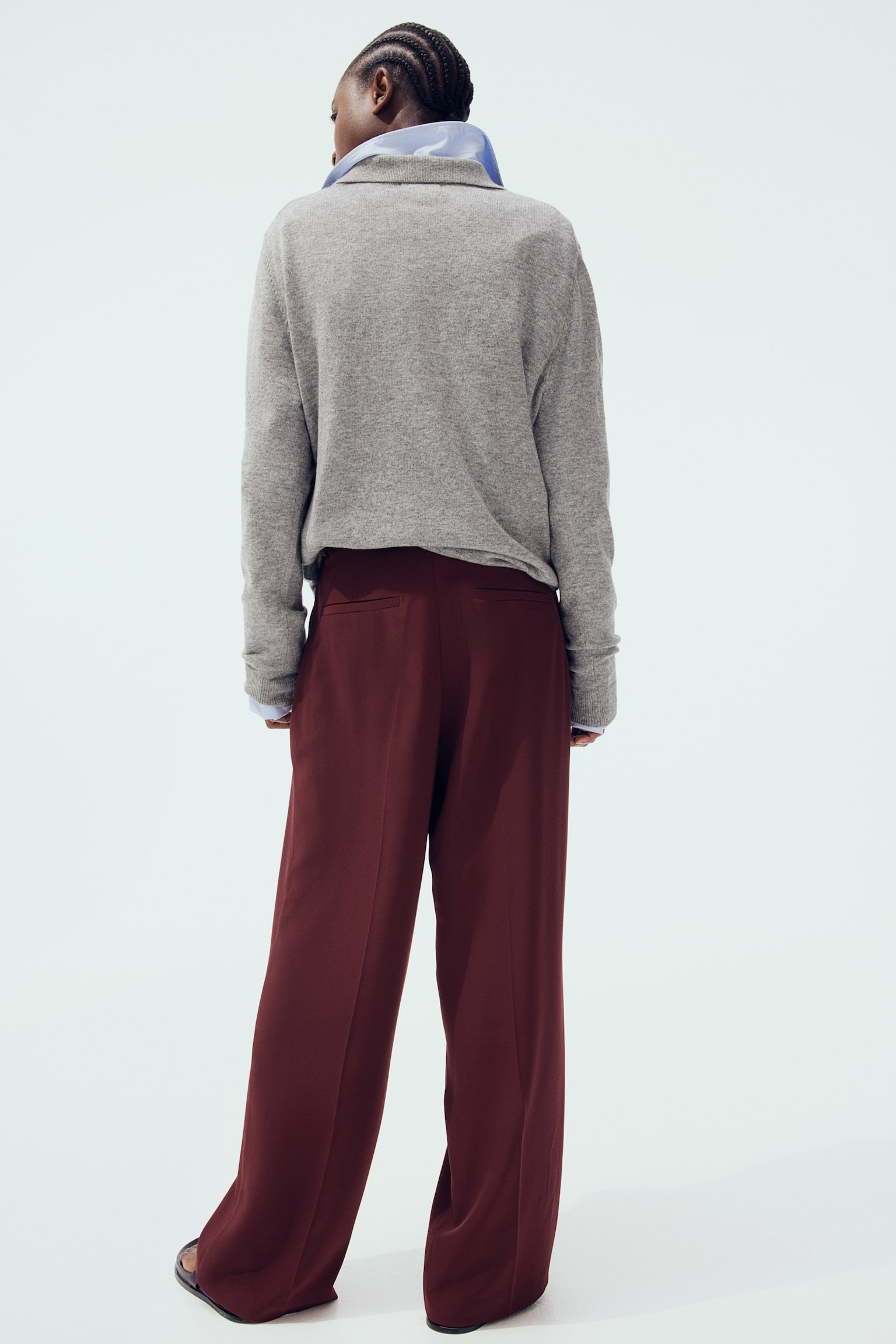 Straight trousers - Burgundy/Black/Brown/Light beige/Light greige - 5