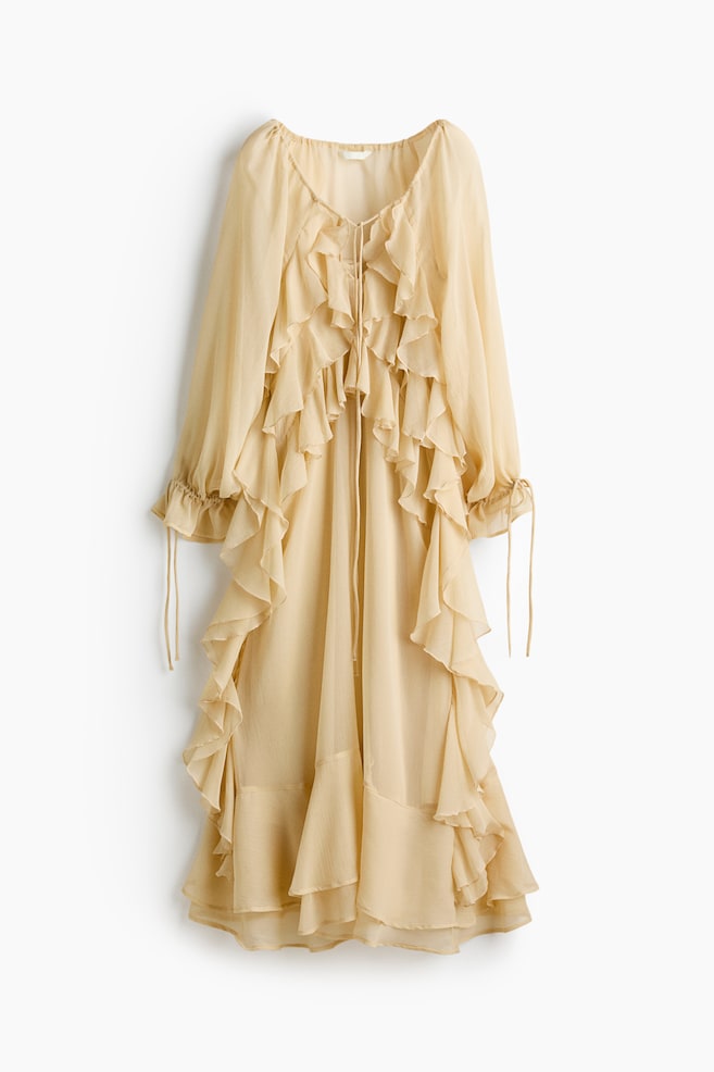 Flounced maxi dress - Light yellow - 1