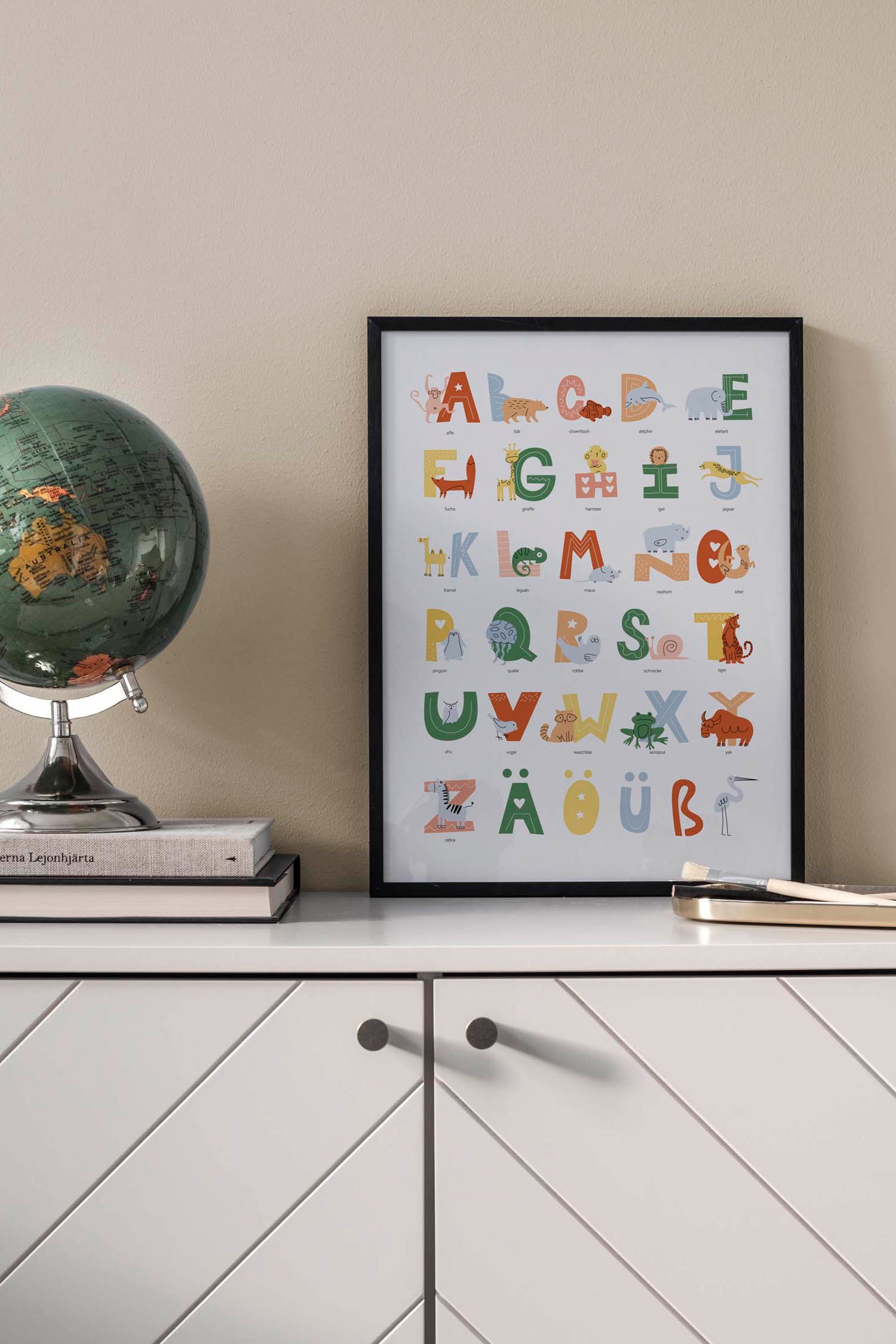 German Abc Poster - Weiß/rot/grün