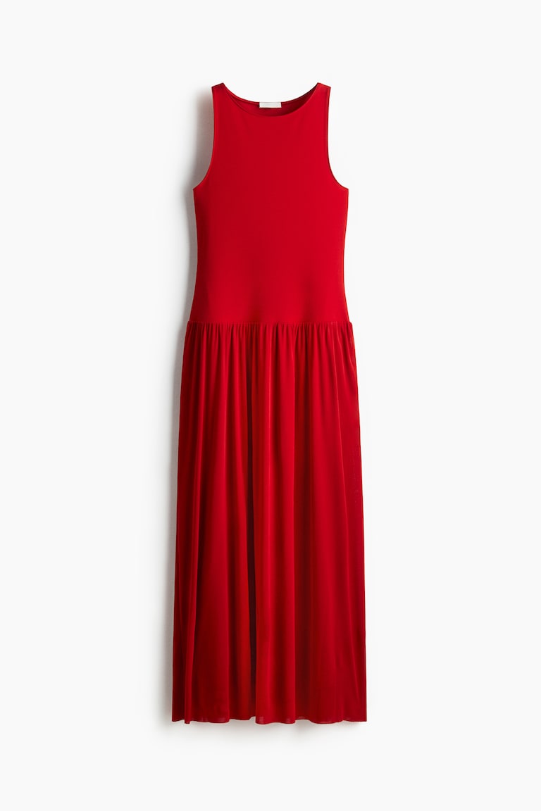h&m red jersey dress Women's Red Ribbed jersey dress