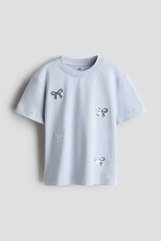 Appliquéd Cotton T-Shirt - Light purple/bows/Light pink/cherries - 1