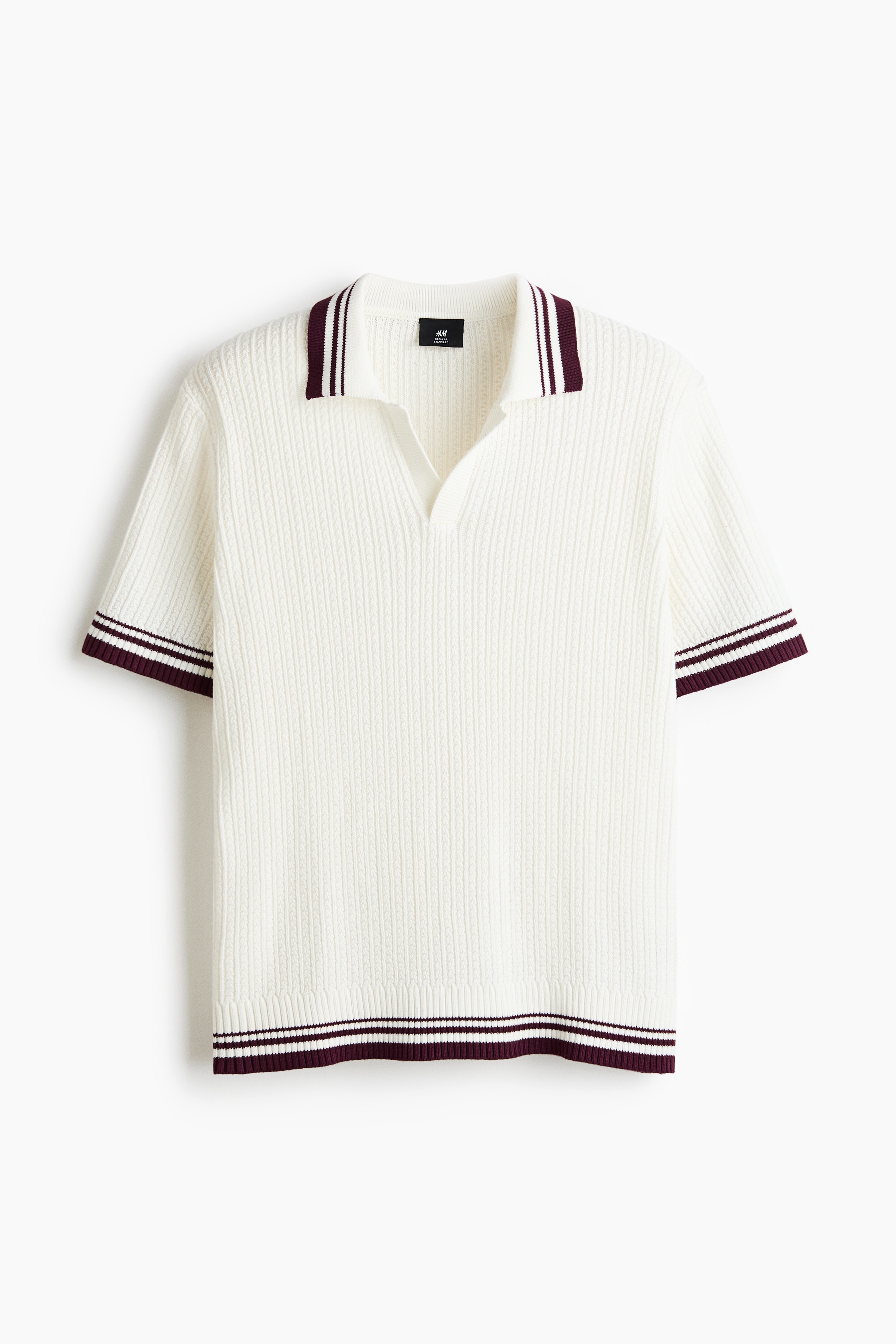 Regular Fit Textured-knit polo shirt - White/Colour block/Black/Colour block