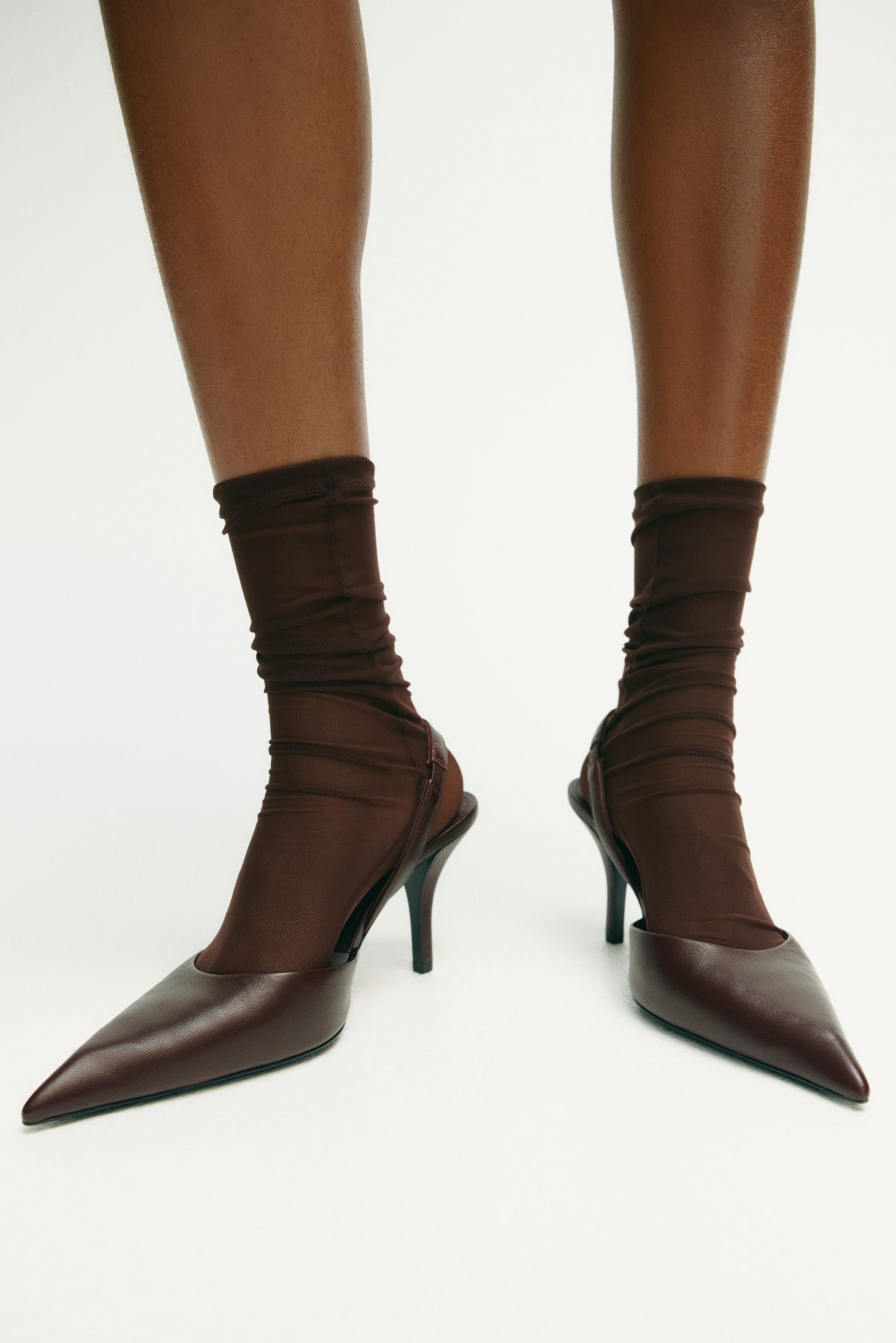 Agrandir l'image: Mi-bas en mesh - Marron foncé - FEMME | H&M FR 1