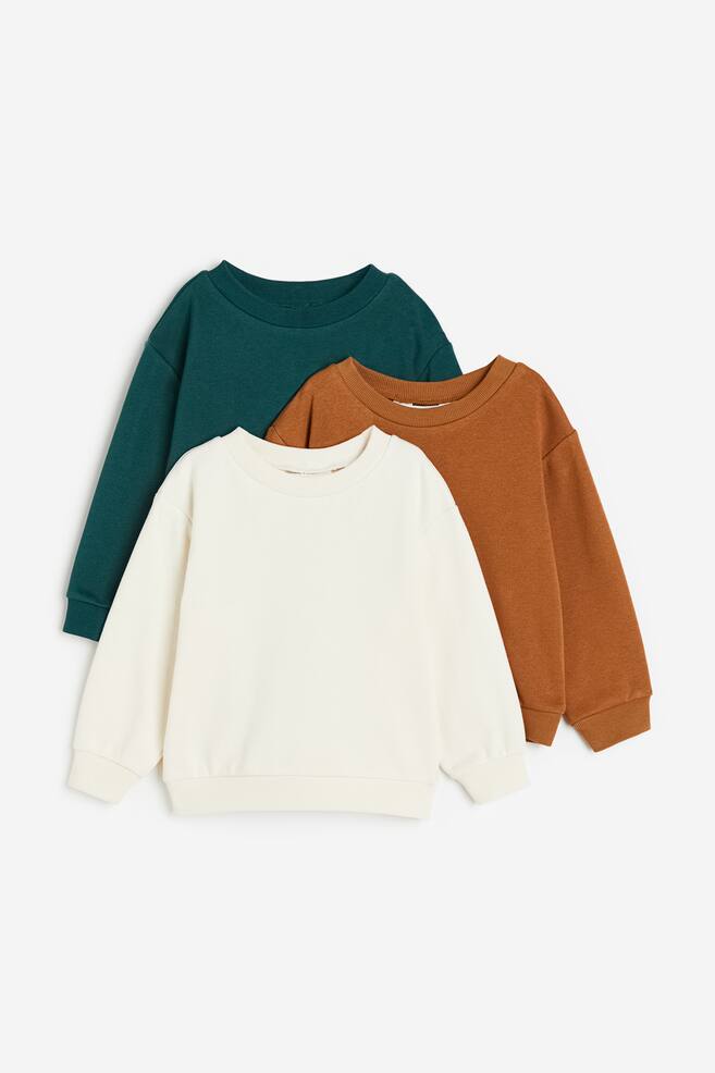 3-pack sweatshirts - Dark green/Brown/White/Grey marl/Navy blue/Light grey/Grey/Dark grey - 2