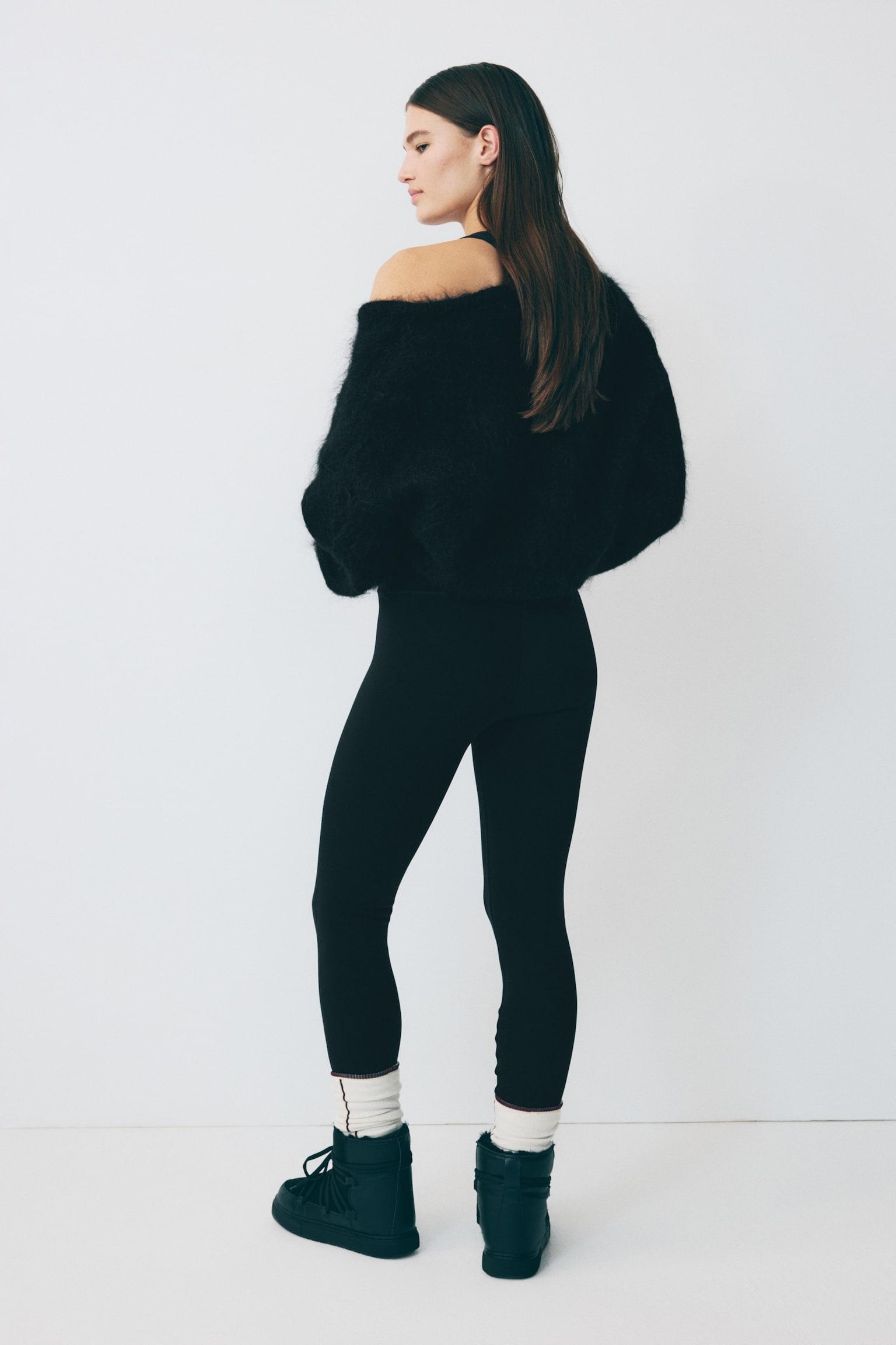 Warming träningsleggings med ThermoMove™ - Svart/Varm brun - 8