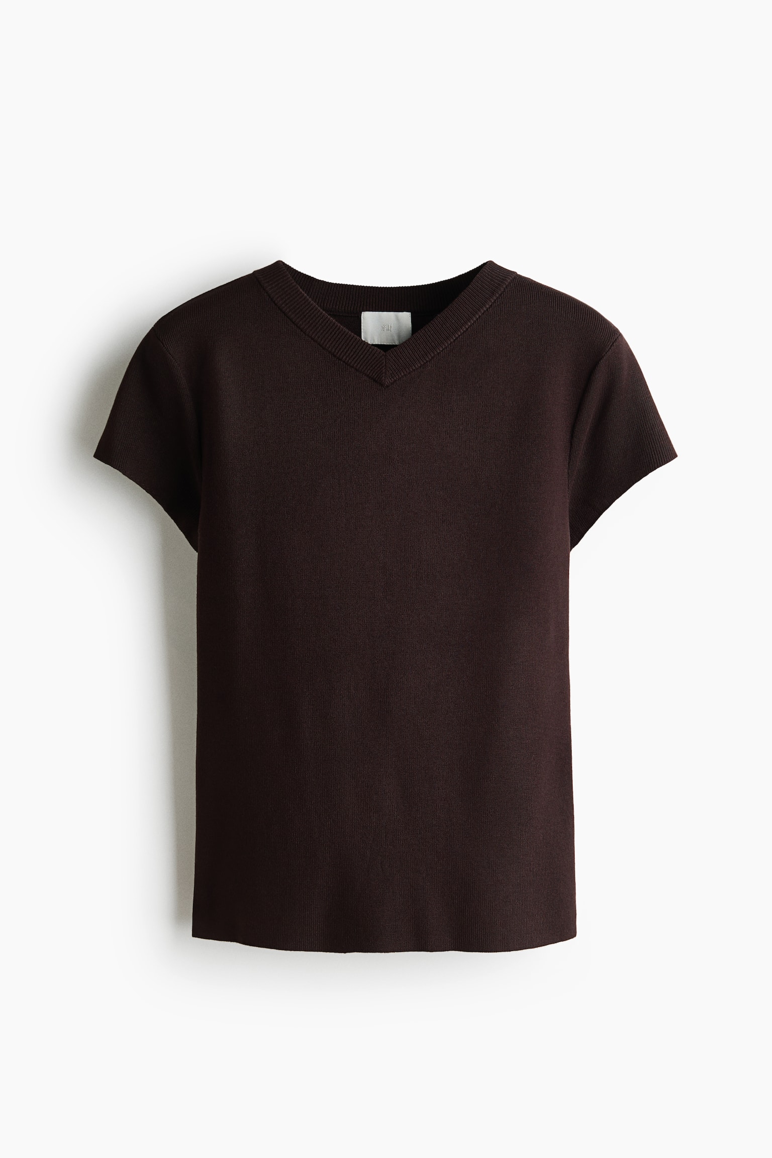 Женская футболка H&M Knit V-Neck, цвет: Тёмный коричневый — фото 1