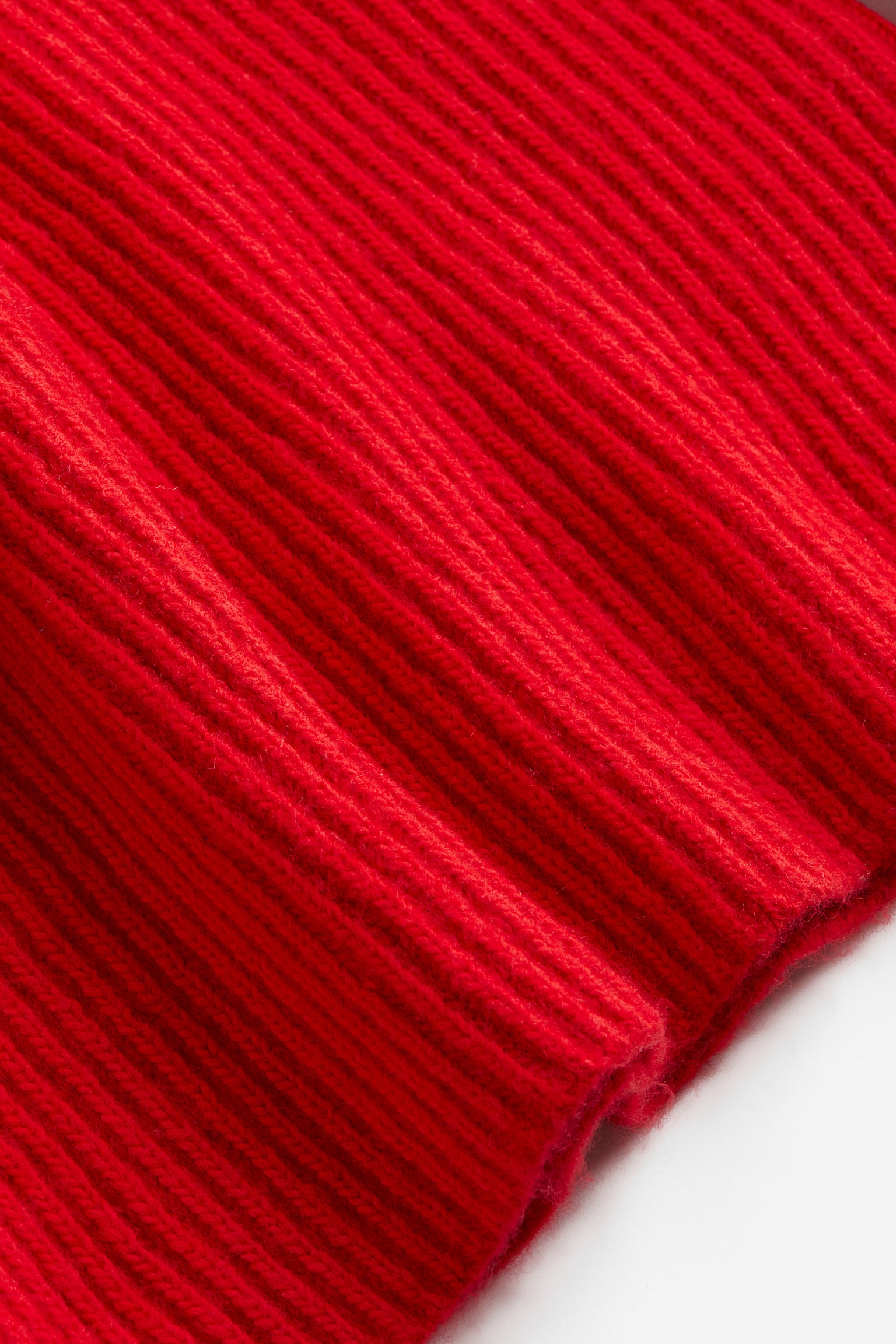 High Neck Rib Knit Sweater - Red/Black - 2