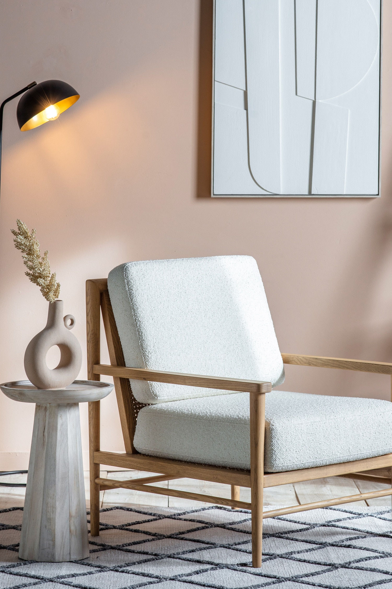 Wooden Frame Armchair - Cream