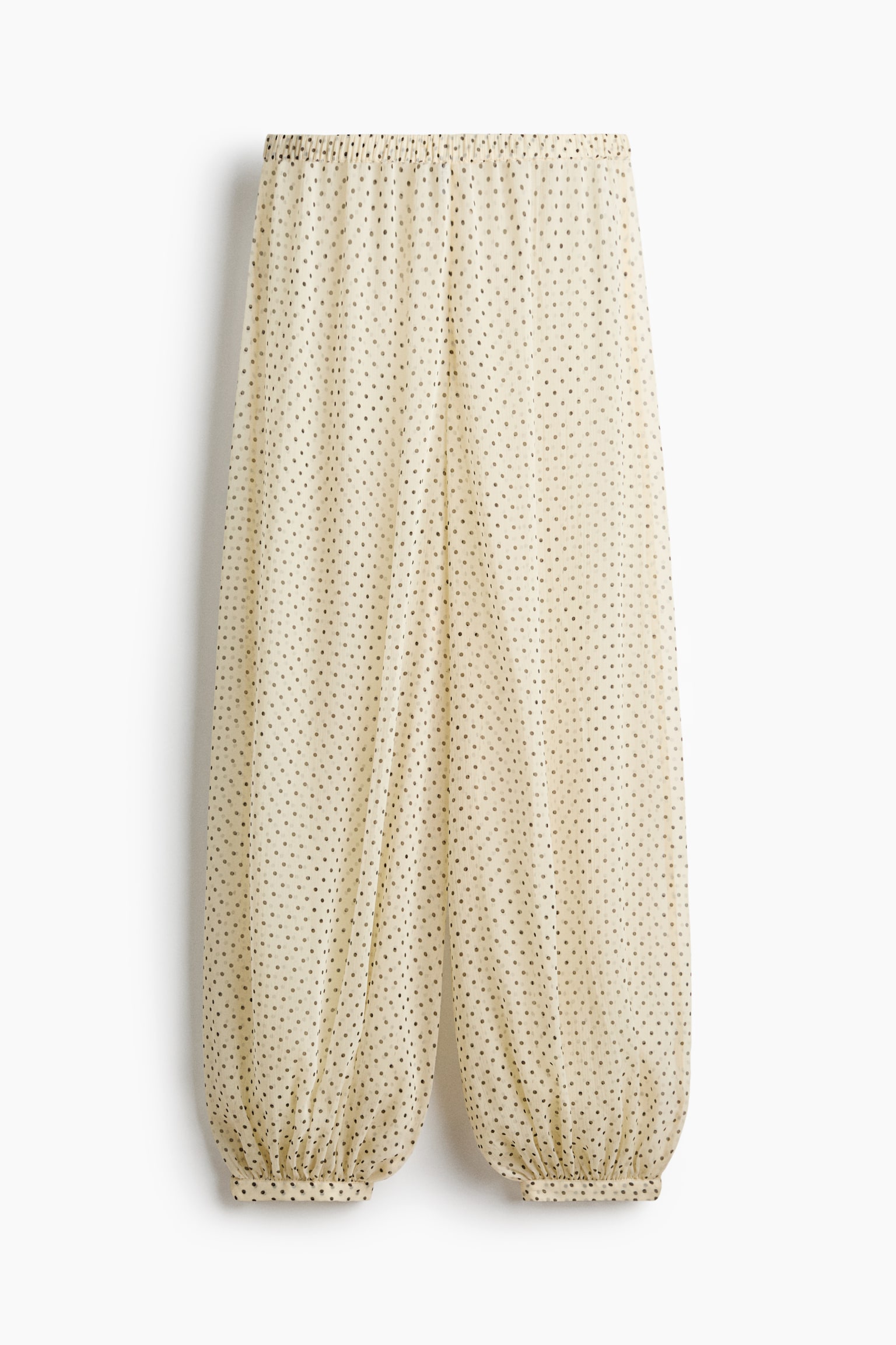 Balloon-leg pull-on trousers - Light yellow/Spotted/Black - 1