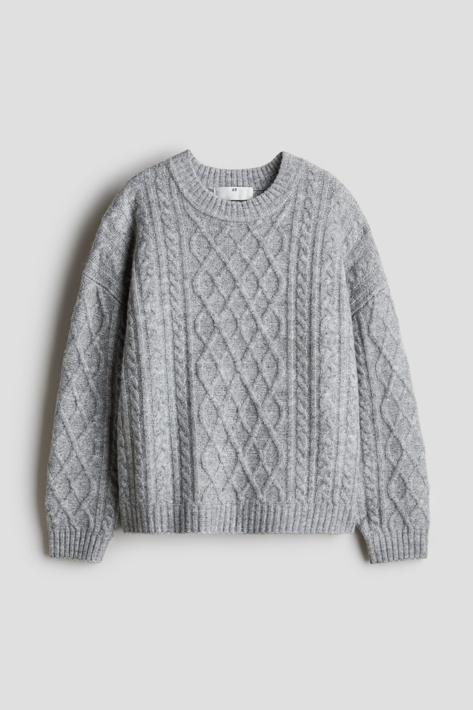 Cable-knit jumper - Grey/Red - 1