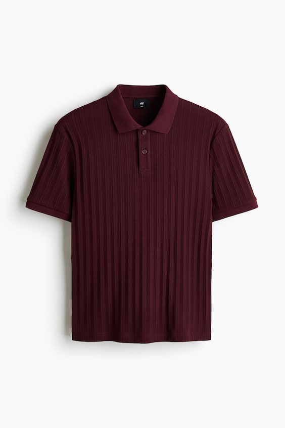 Мужские рубашки H&M Slim-Fit Textured Jersey Polo Shirt