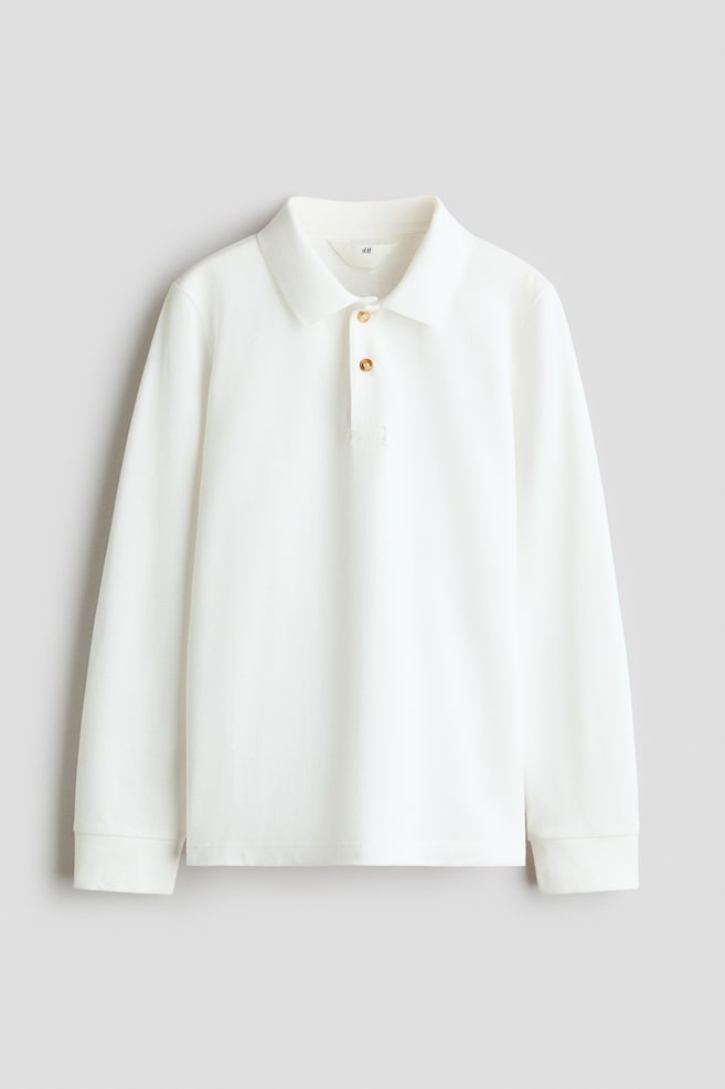 Cotton Piqué Polo Shirt - White/Black - 1