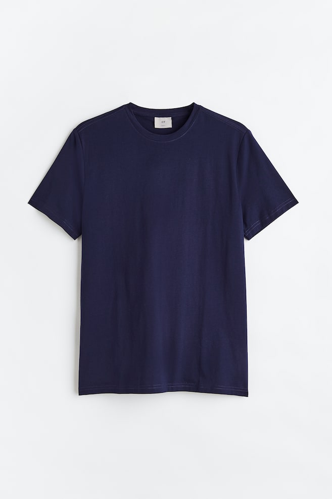 T-shirt i pimabomuld Slim Fit - Mørkeblå/Sort/Beige/Lyseblå/Hvid/Turkis/Brun/Pistaciegrøn/Mørkegrøn/Mørkegrøn - 1