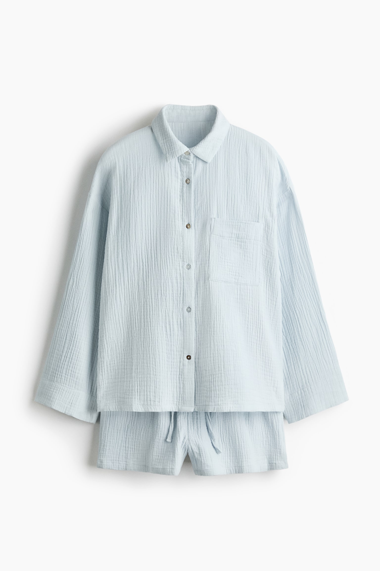 Camisa y pantalón corto de pijama - Azul empolvado claro/Rosa claro/Crema/Lunares/Blanco/Corazones negros/Crema/Floral/Azul oscuro/Gris oscuro/Rosa claro/Corazones/Blanco/Limones/Crema/Floral/Marrón oscuro/Rosa empolvado claro/Amarillo pálido/Blanco/Cerezas - 1