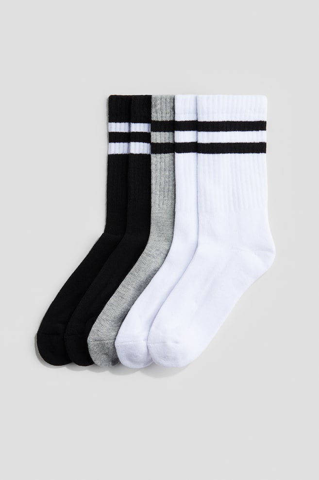5-pack ribbed terry socks - White/Black/White/Black/Black/White/White/White/Blue/White/Black/Black/NASA/Blue/White - 1