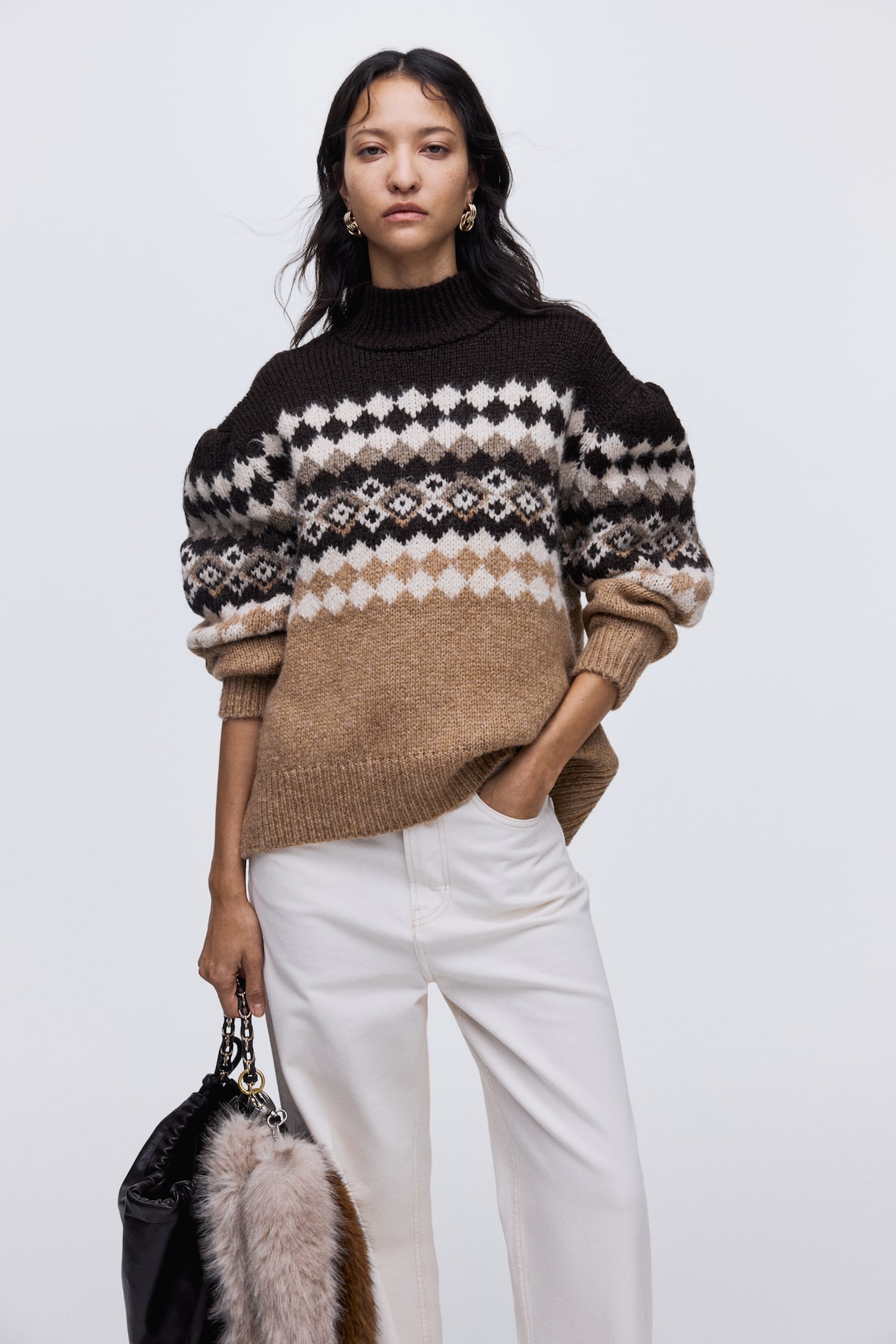 Jacquard-Knit Mock Turtleneck Sweater - image 5