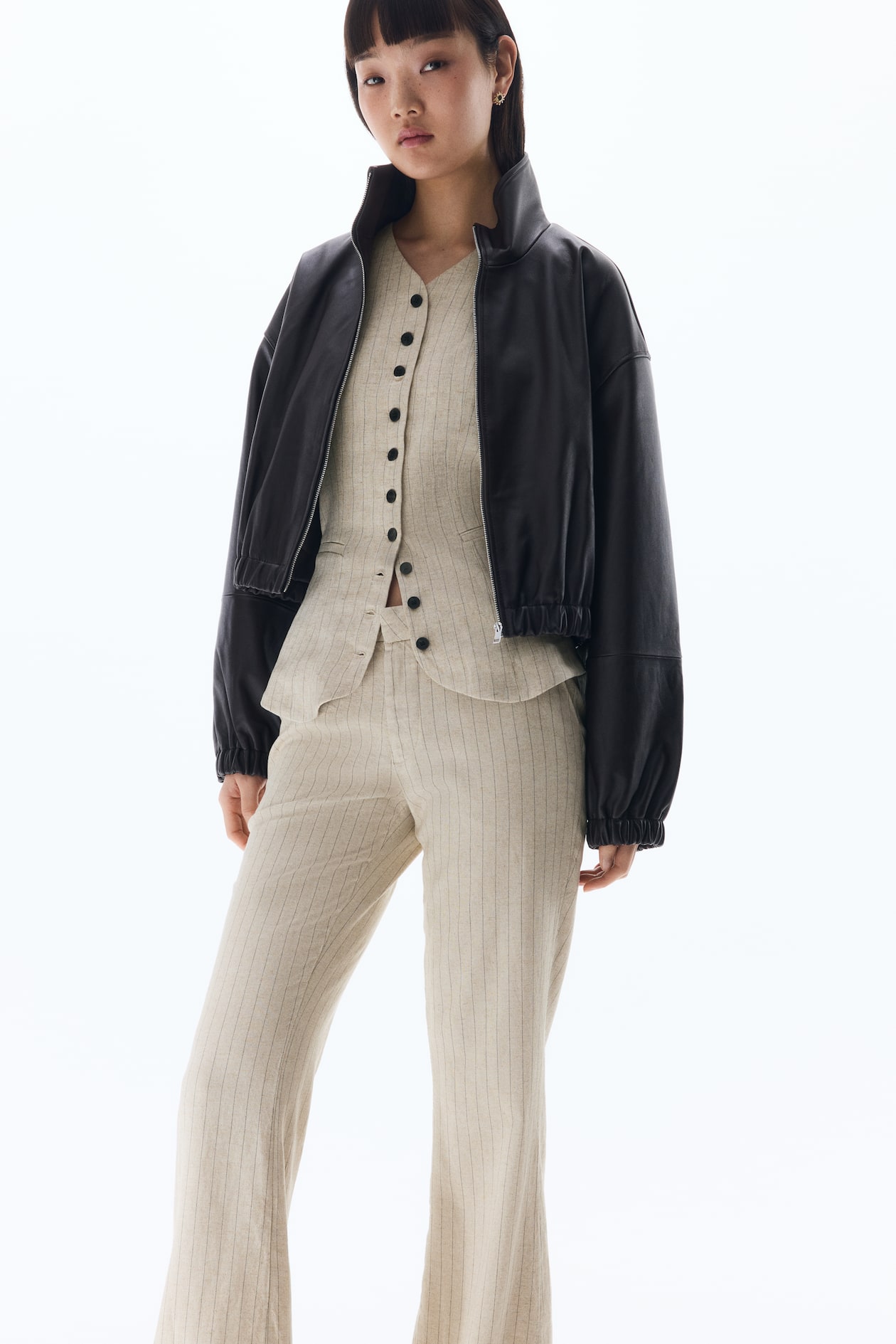 Linen-Blend Dress Pants