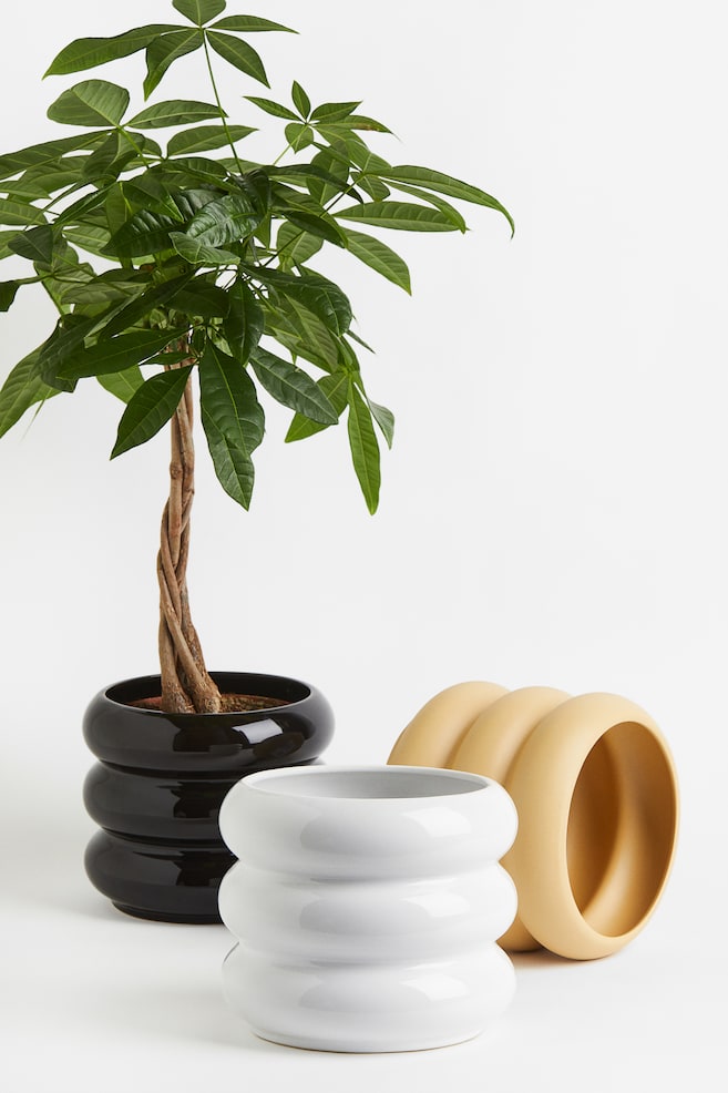 Stoneware plant pot - White/Beige - 2