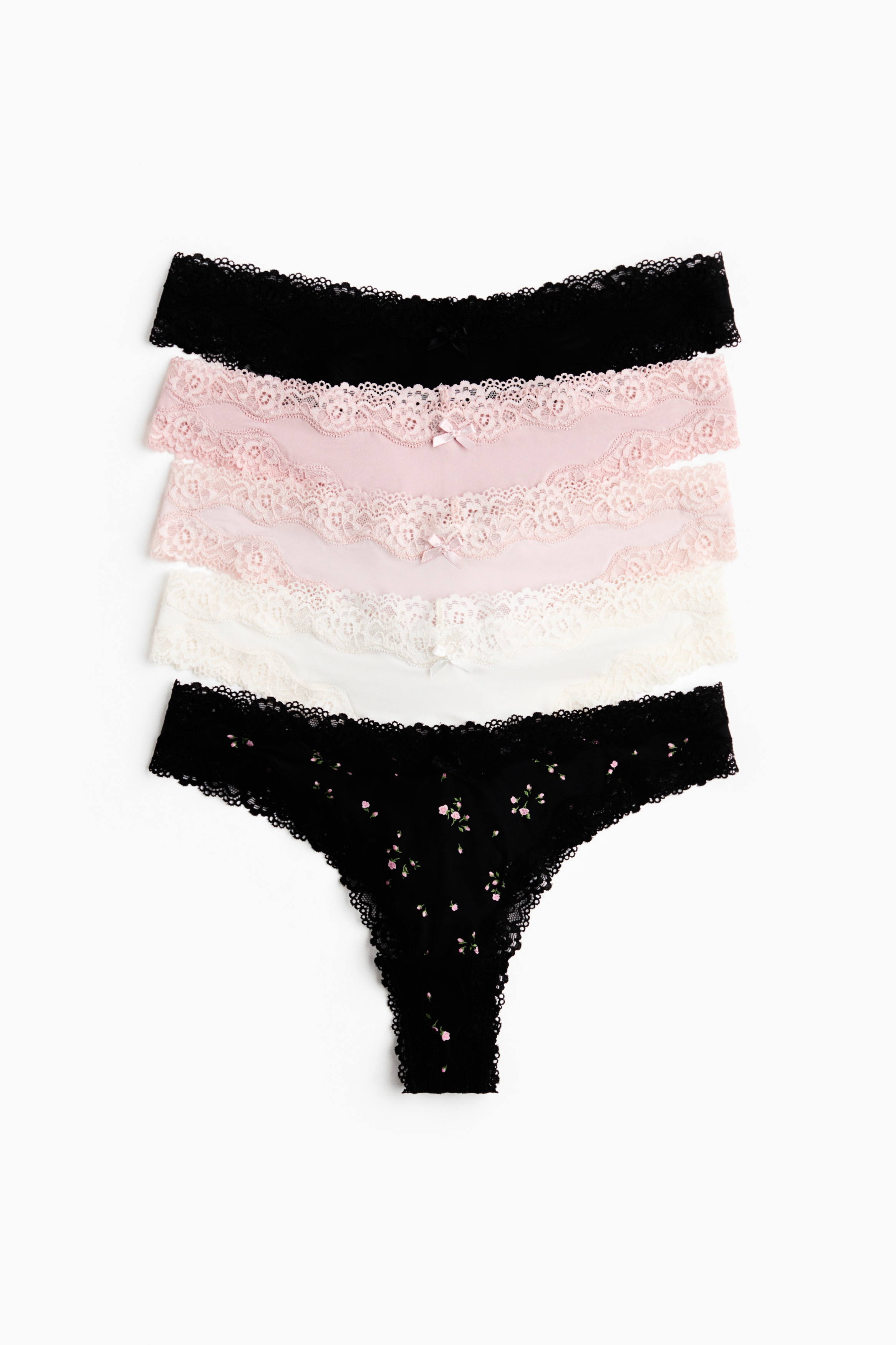 Women's Black 5-pack Microfiber and Lace Brazilian Briefs | H&M US