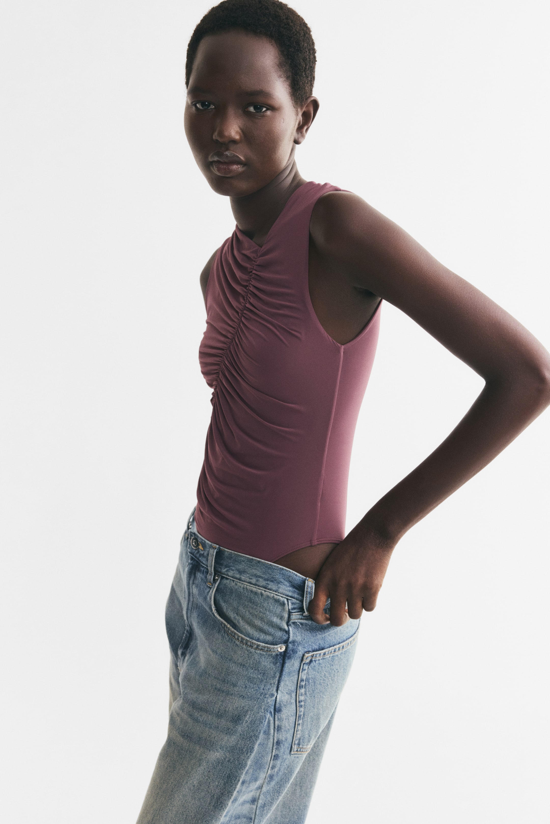 Draped Jersey Bodysuit