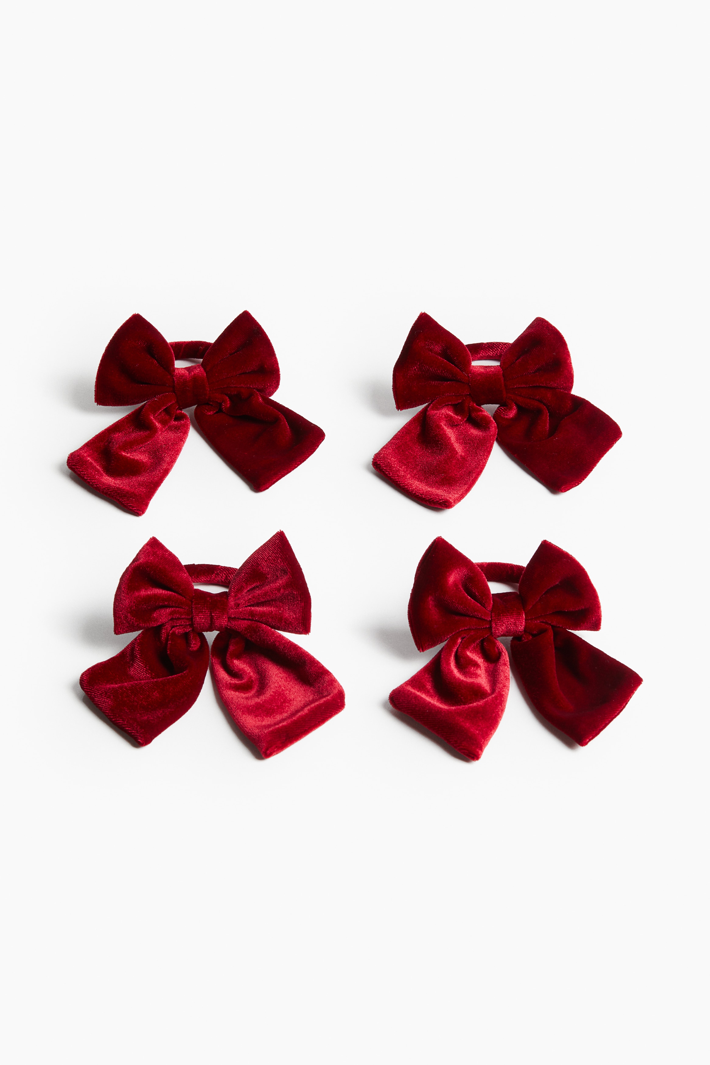 H & M - ベルベットナプキンリング 4個セット - レッド