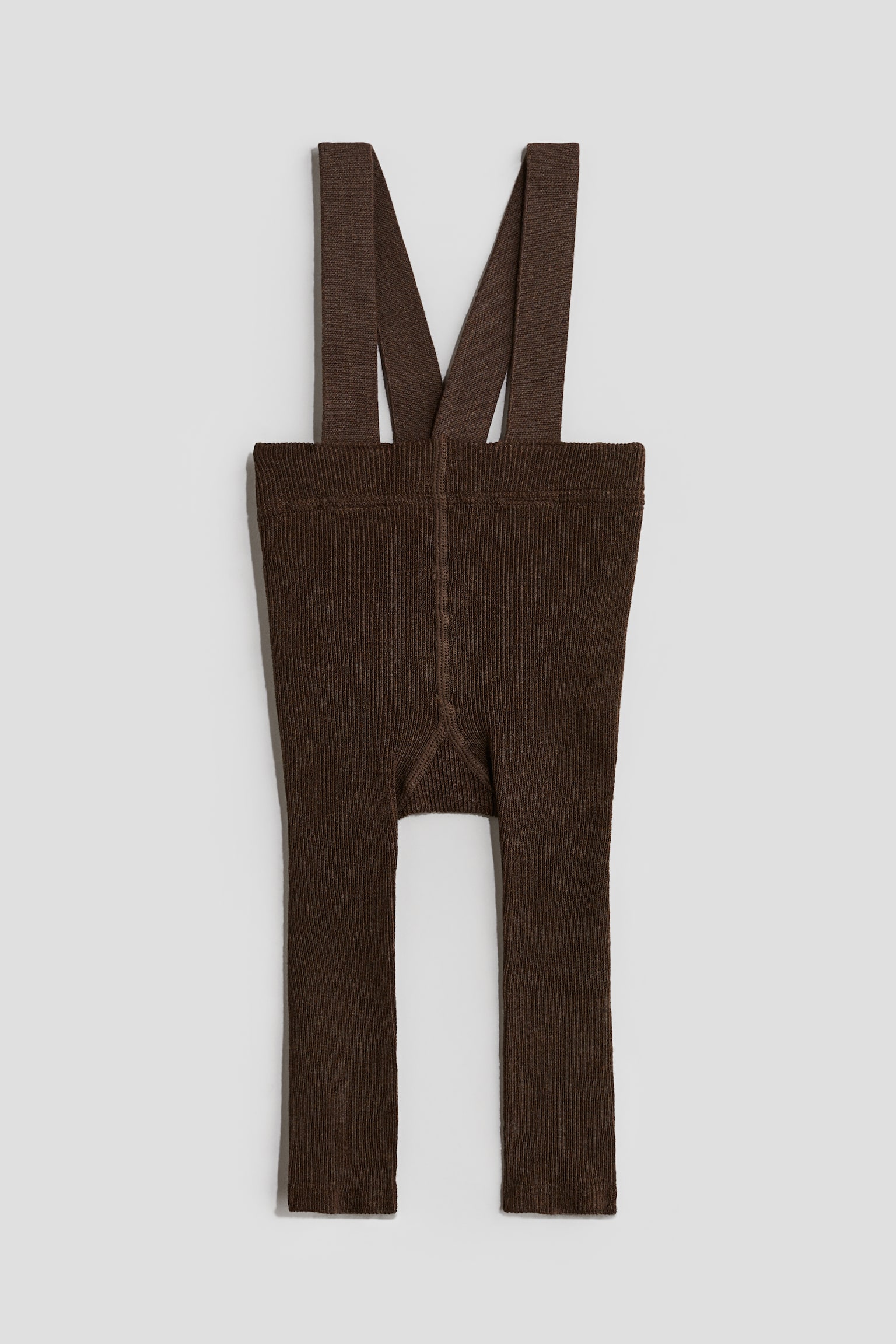 Детские леггинсы H&M Rib-Knit Leggings with Suspenders, цвет: Коричневый — фото 1