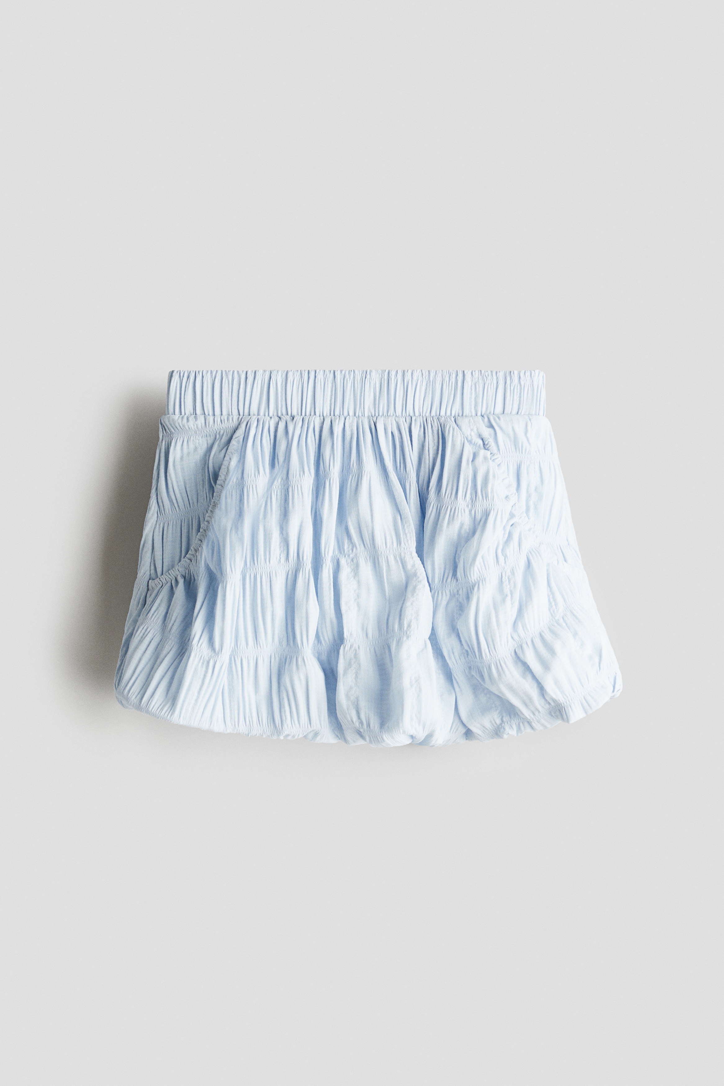 Seersucker skort - Light blue/White/Black