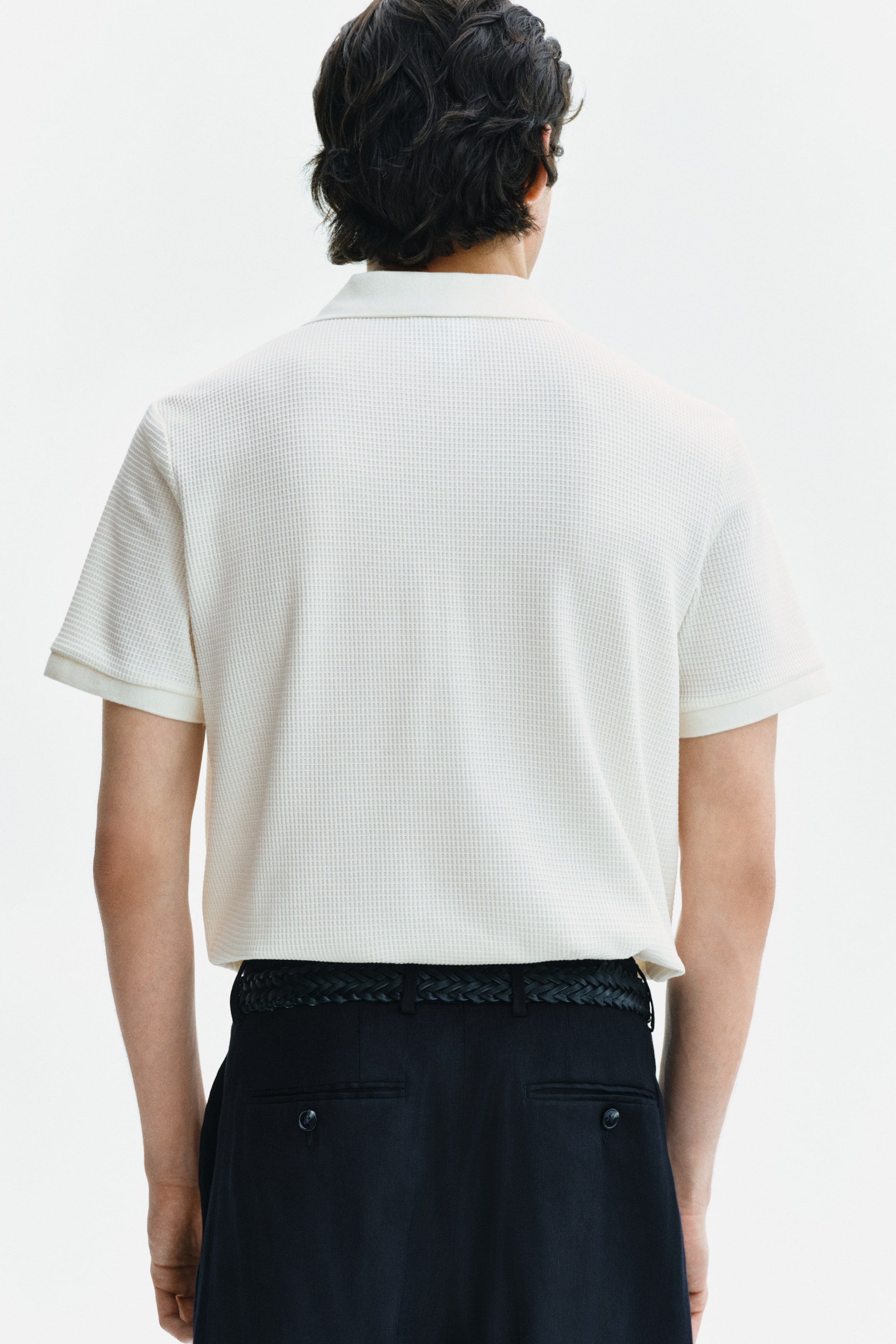 Slim-Fit Waffle-Knit Polo Shirt