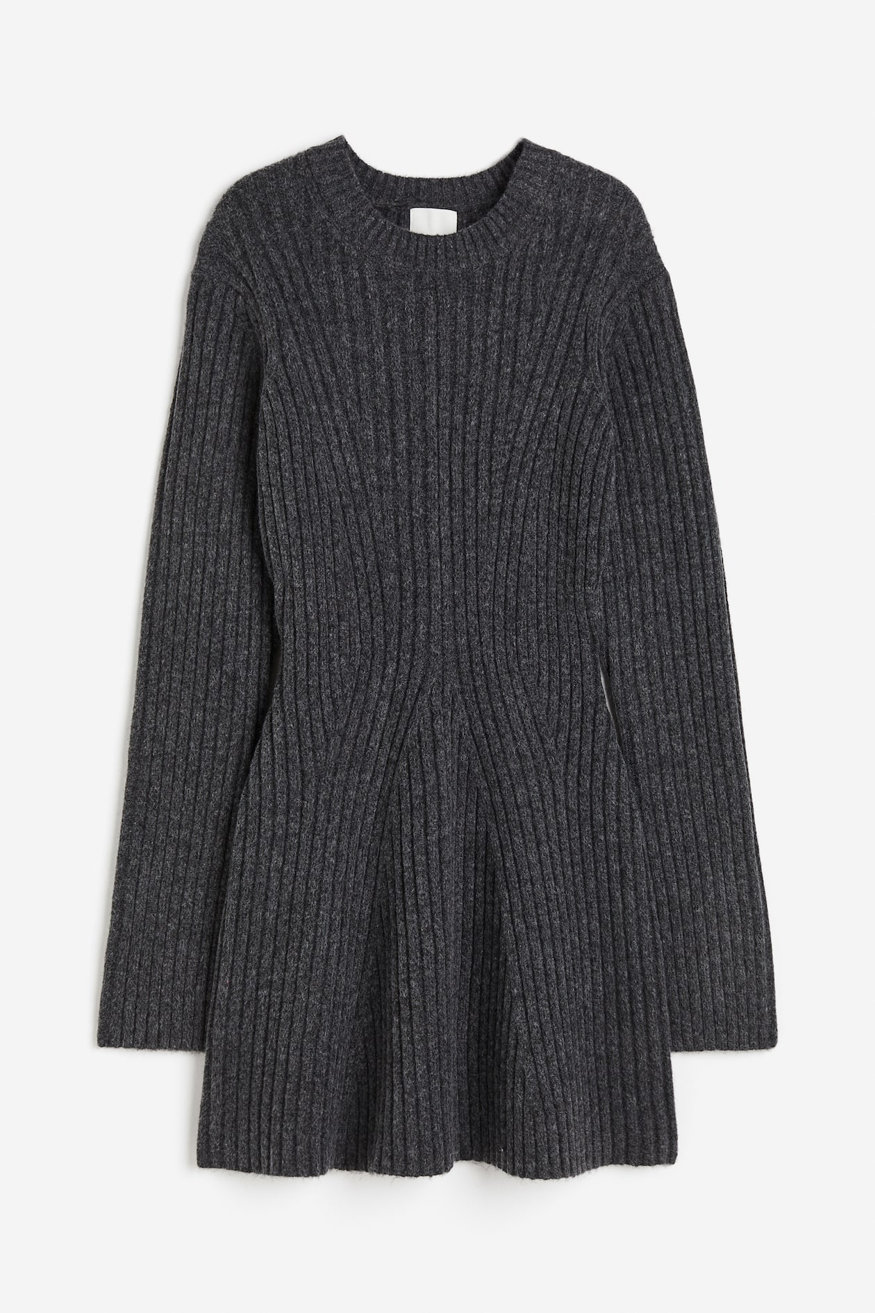 Ladies - Dark Gray Melange Rib-knit Dress - Size: XXL - H&M