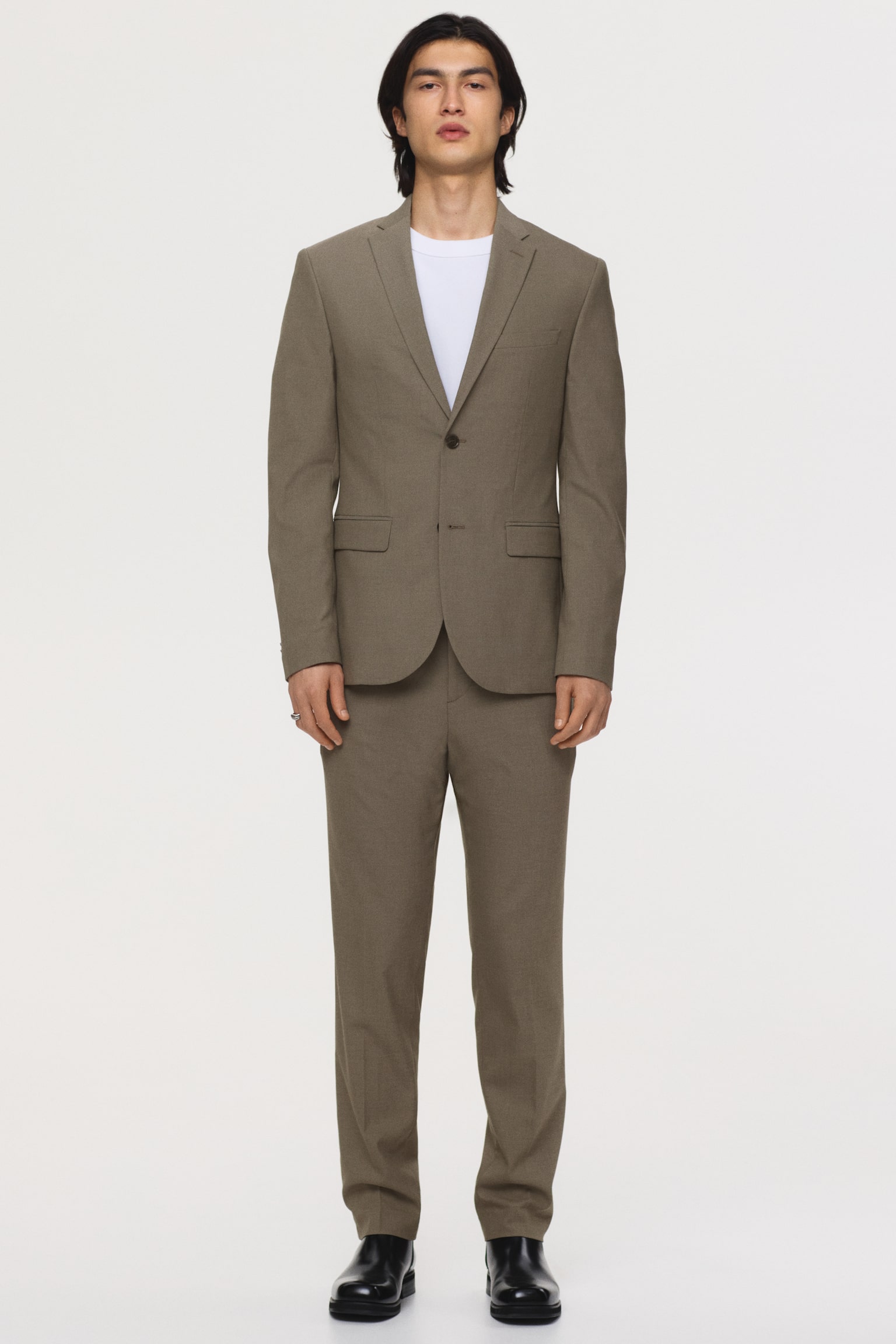 Однобортний піджак Slim Fit - Зелений хакі/Бежевий/Коричневий - 6