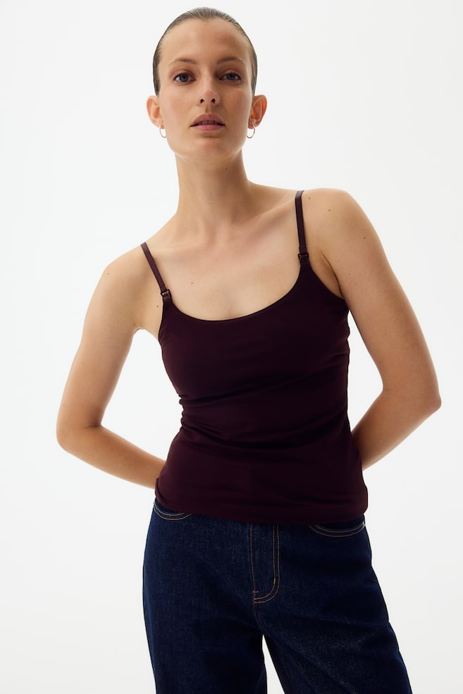 MAMA 3-Pack Nursing Camisole Tops - Burgundy/powder pink/Black/white/gray melange/Burgundy/dusty pink/Dark gray/white/black/Light blue/white/Light beige/black/white/Light pink/cream/White/sage green/Beige/black/white/Dark brown/khaki green/Dark dusty pink/light beige - 2