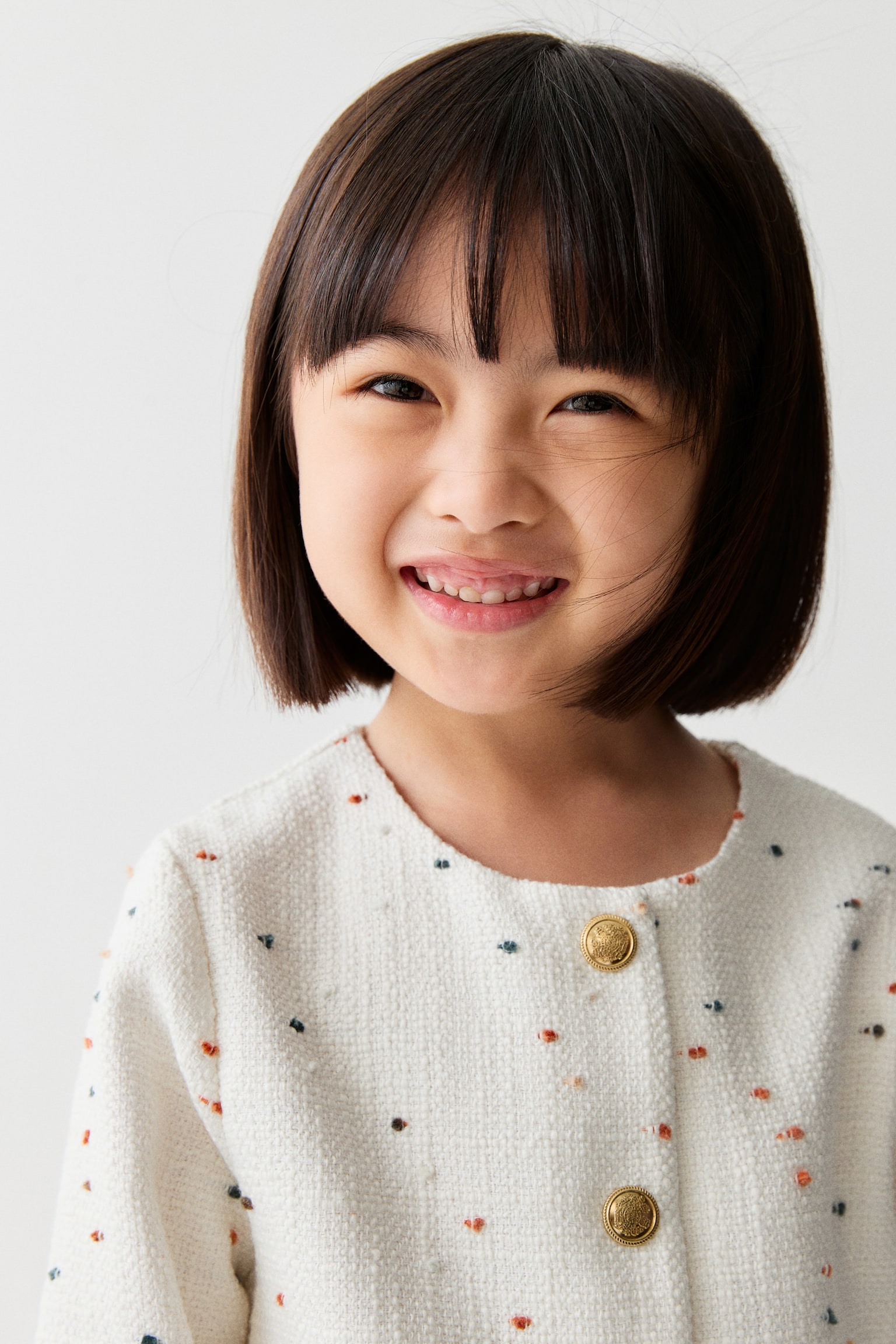 Áo khoác vải bouclé - Màu trắng/Chấm bi - 6