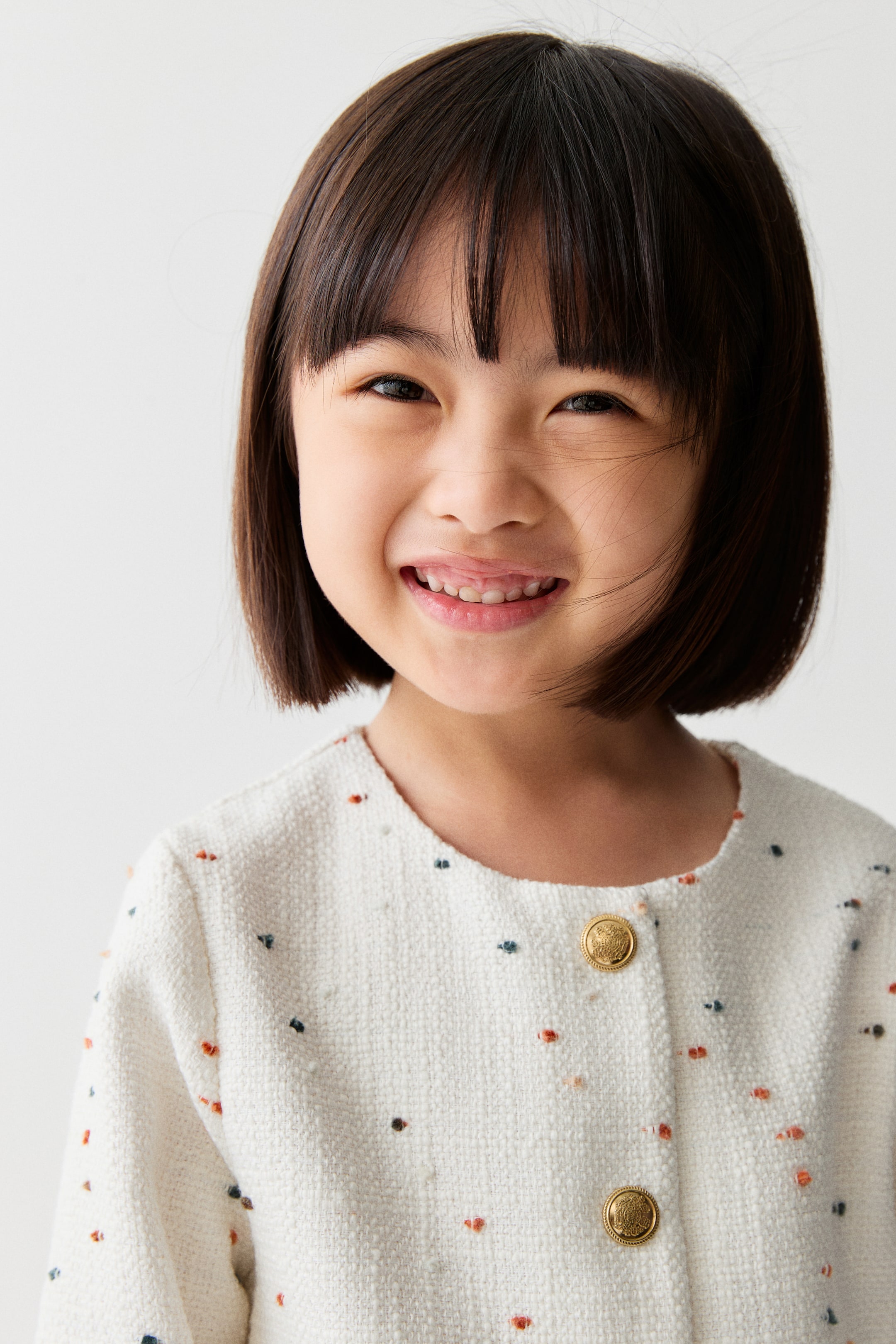 Xem ảnh lớn hơn: Áo khoác vải bouclé - Màu trắng/Chấm bi - Kids | H&M VN 4