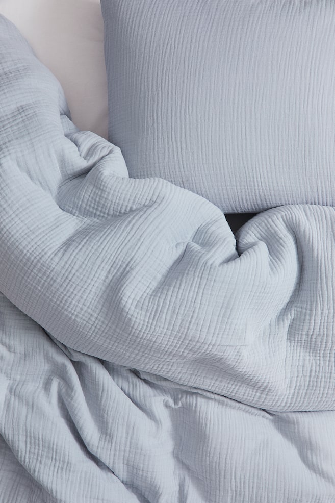 Muslin Twin Duvet Cover Set - Light dusty blue/White/Dusty blue/Taupe/Light beige/Green/Dusty pink/Light taupe/Charcoal gray/Light pink - 1