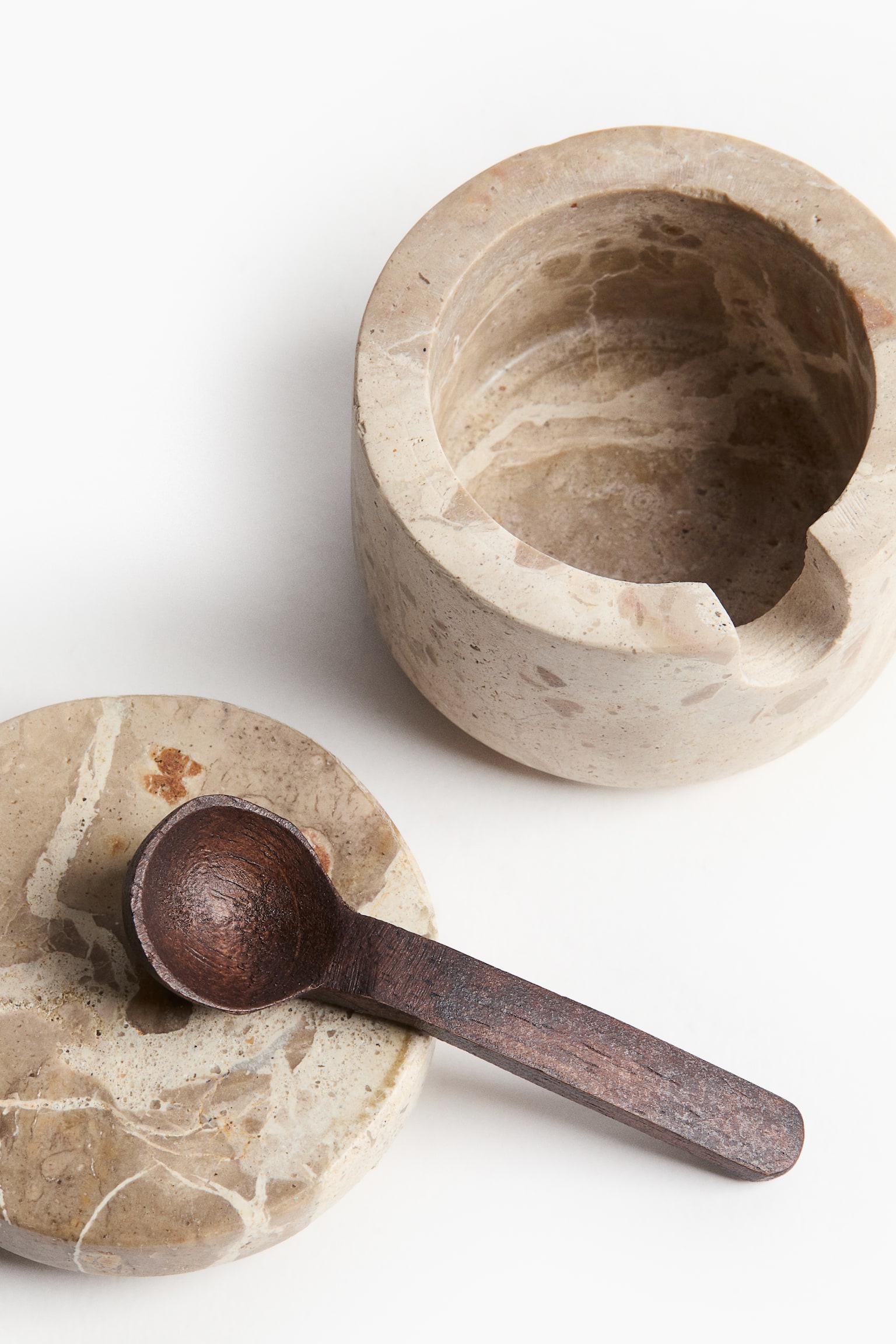 כלי שיש למלח - בז'/דוגמת שיש - 3