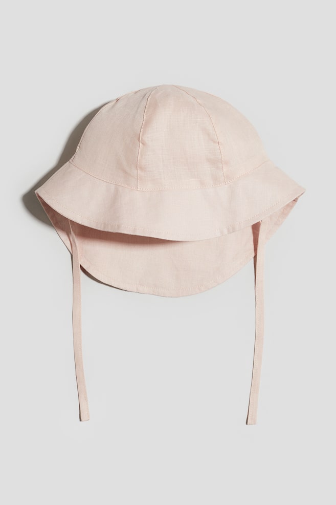 Linen sun hat - Light pink/Light beige - 1