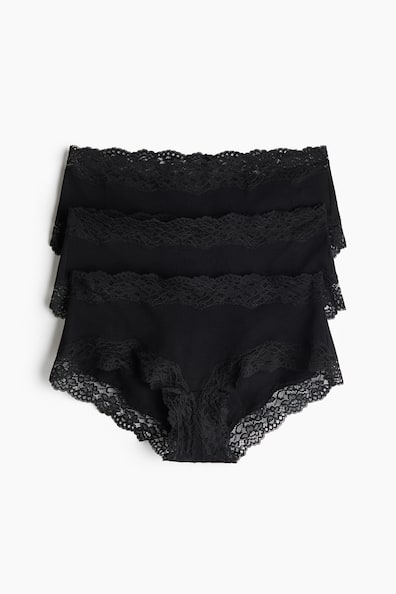 Shortieショーツ 3枚セット コットン レーストリム