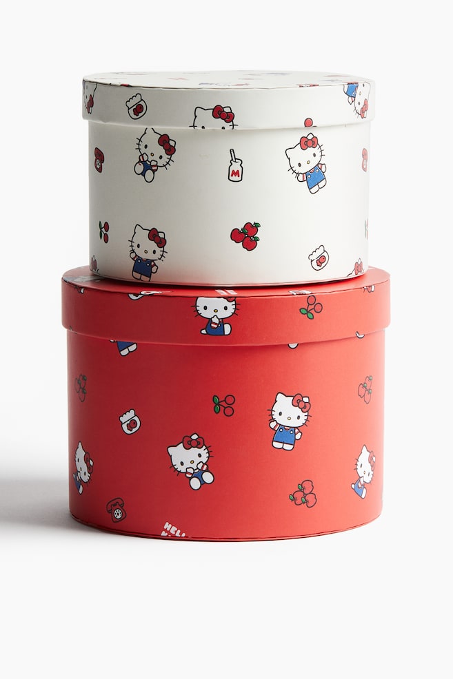 2er-Pack Runde Schachteln - Rot/Hello Kitty - 1