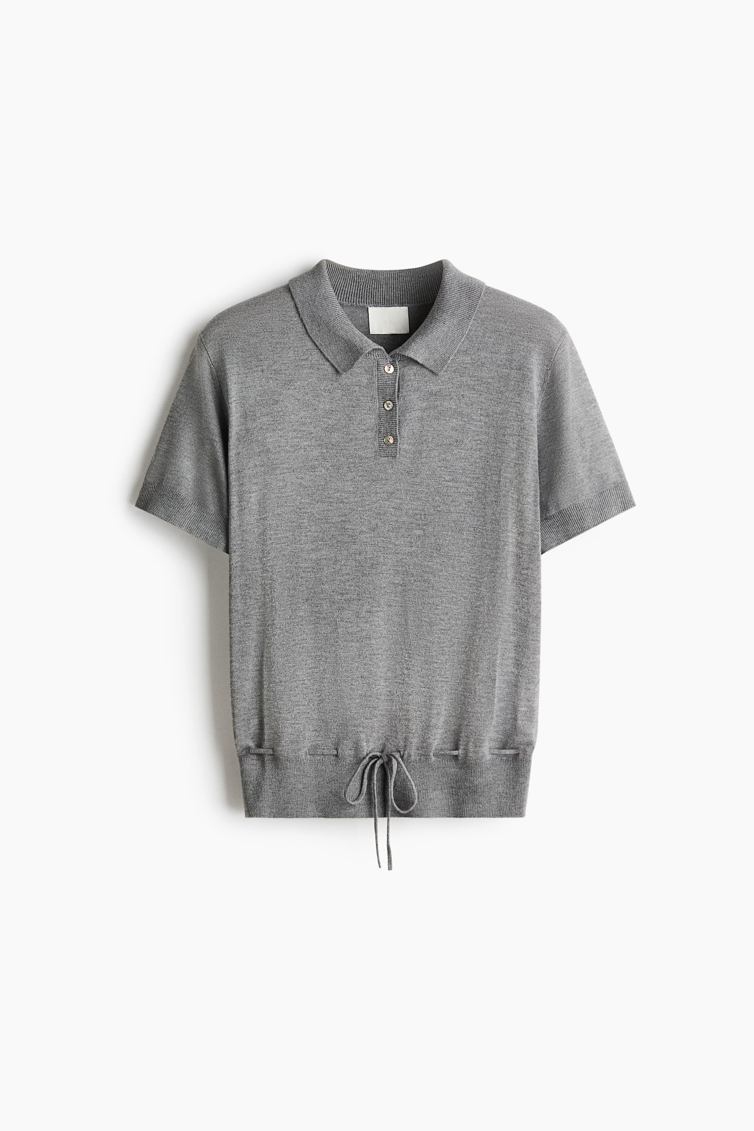 Drawstring polo shirt - Grey marl/Light yellow - 1
